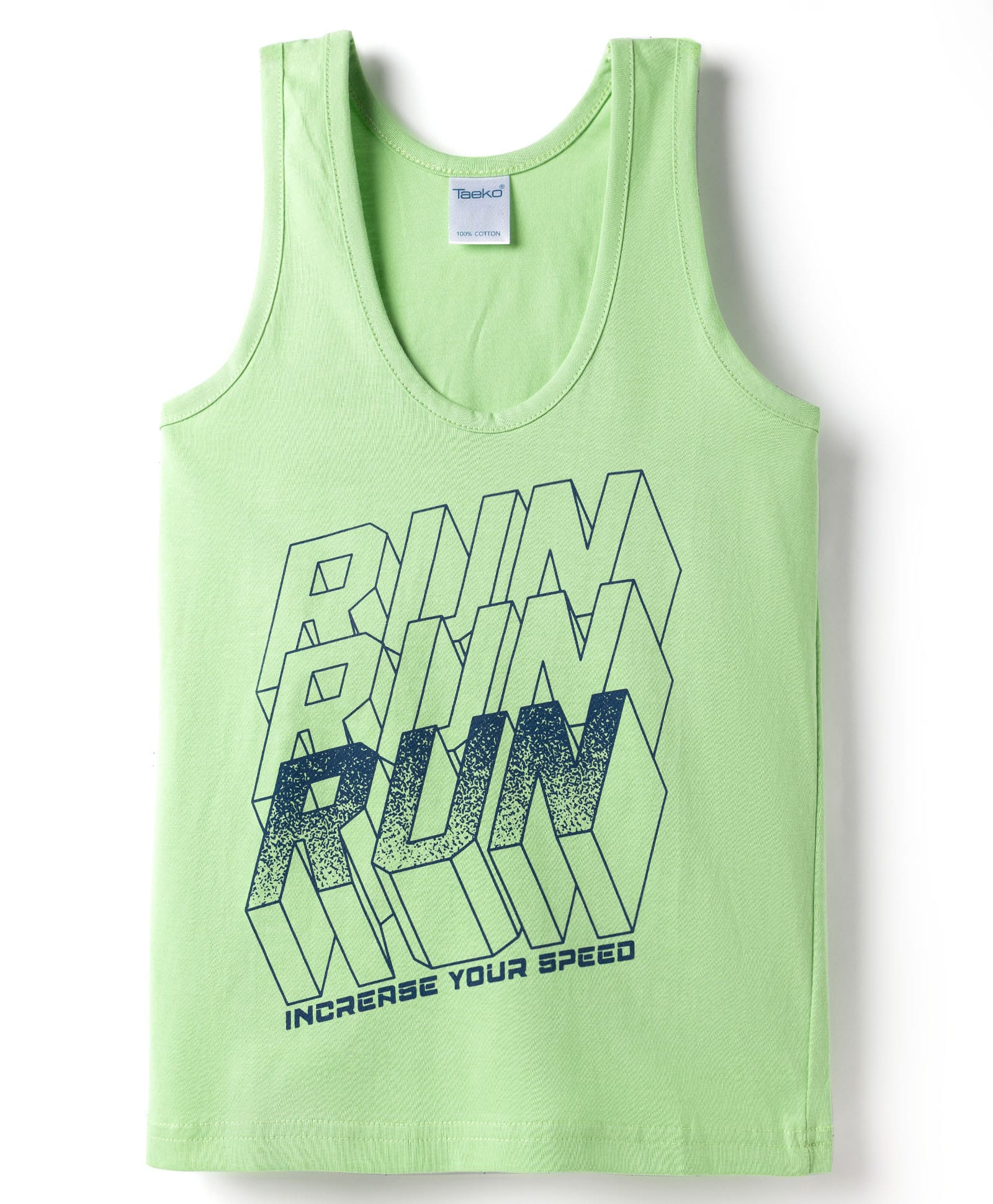 Taeko Single Jersey Knit Sleeveless Vest With Run Print - Green-picture-18
