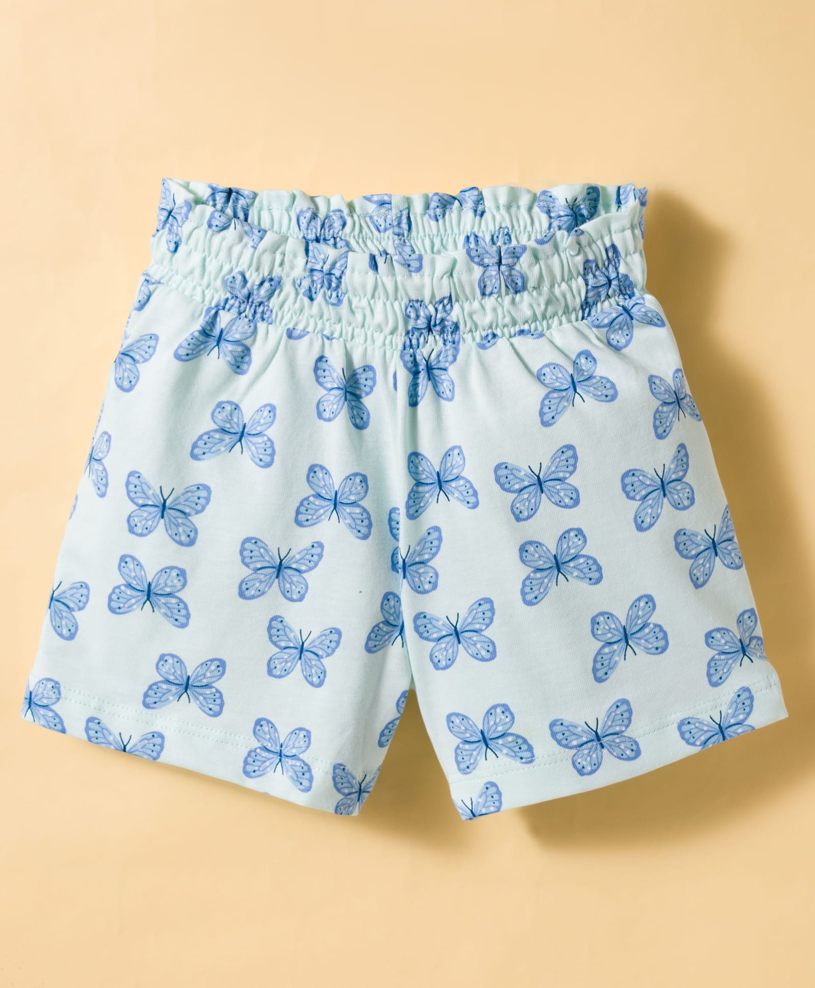 CUCUMBER Sinker Knit Above Knee Length Butterfly Printed Shorts - Light Blue-picture-12
