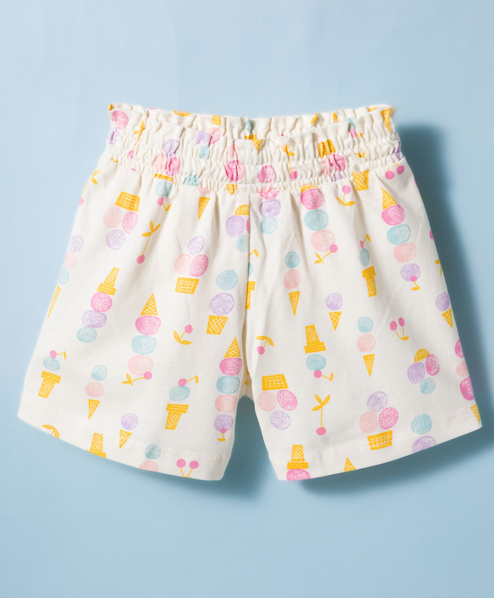 CUCUMBER Sinker Knit Above Knee Length Shorts With Ice Cream Print - Off White-picture-1