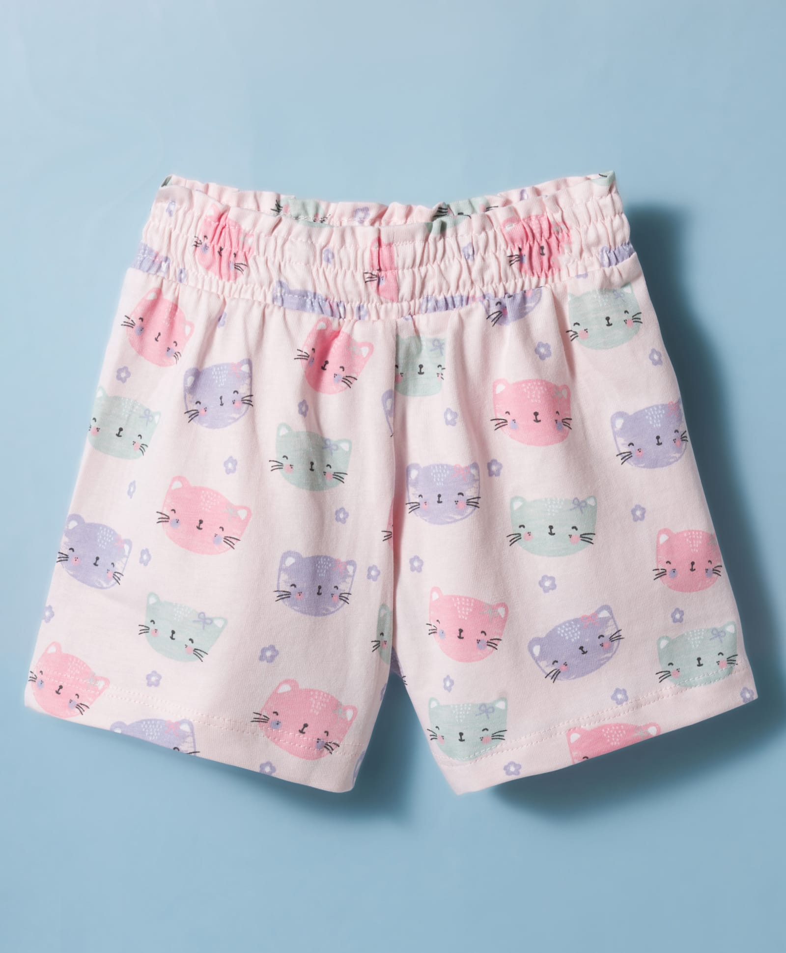 CUCUMBER Sinker Knit Above Knee Length Shorts With Cat Print - Baby Pink-picture-21