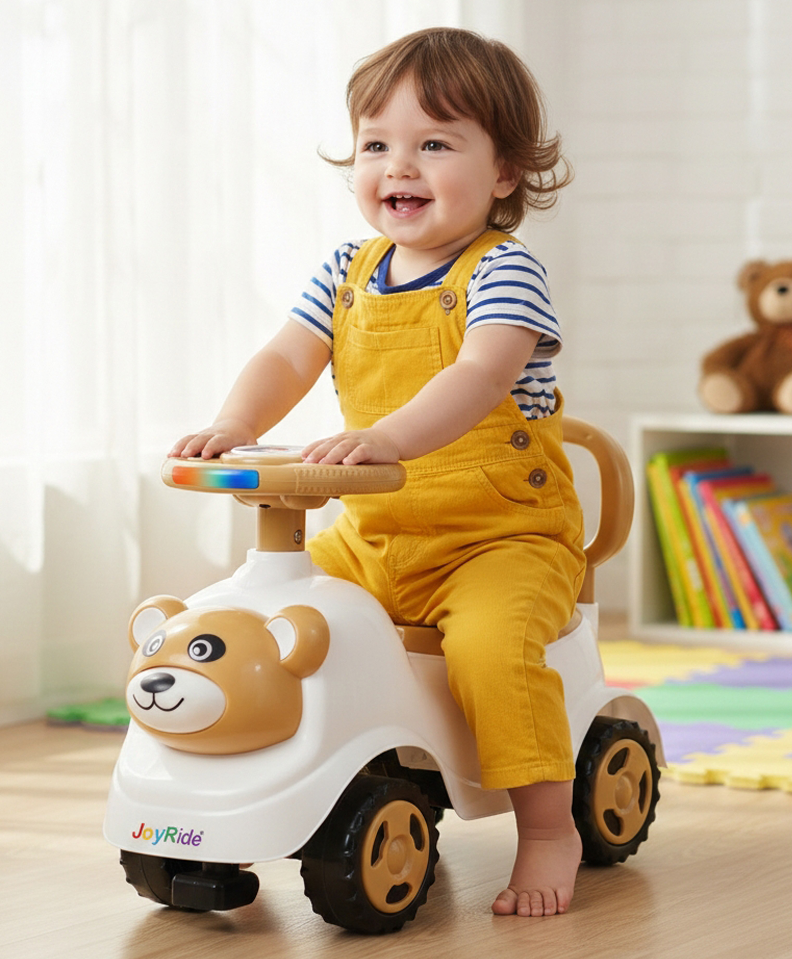 JoyRide Bear Toddler Push Car with Music & Lights 3 in 1 RideOn Toy for Boys & Girls (Ages 12 MONTHS 4 YEARS) Sturdy Construction with Safety Backrest & Under Seat Storage-picture-28