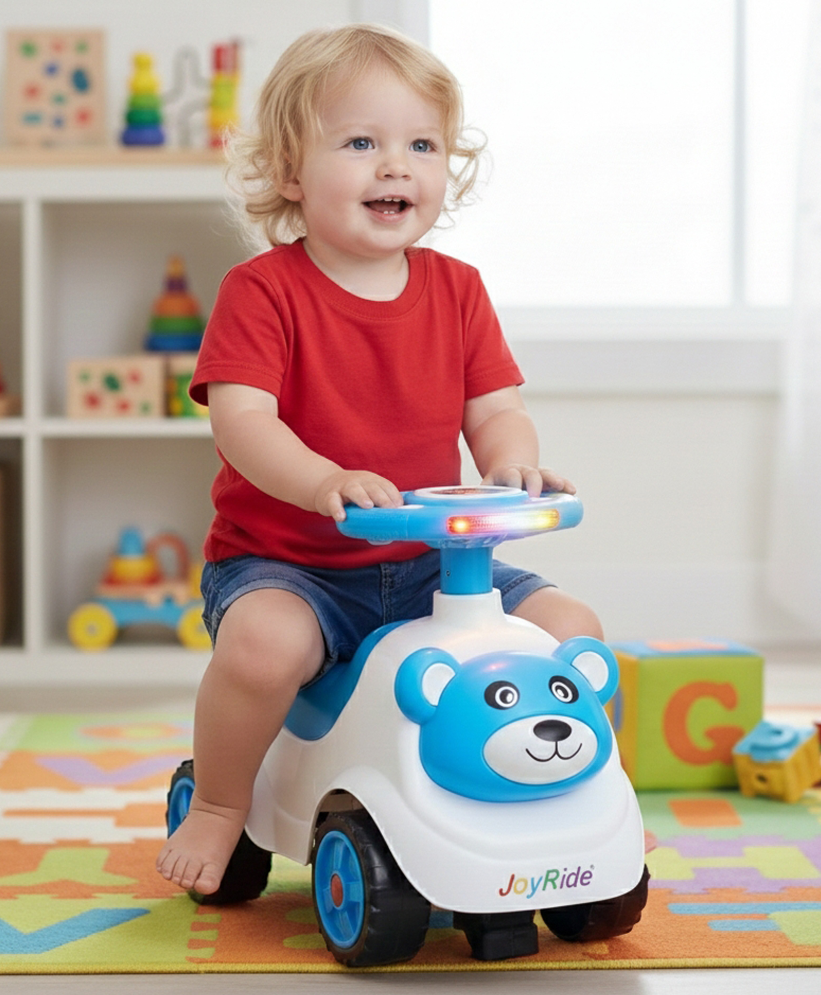JoyRide Bear Toddler Push Car with Music & Lights 3 in 1 RideOn Toy for Boys & Girls (Ages 12 MONTHS 4 YEARS) Sturdy Construction with Safety Backrest & Under Seat Storage-picture-25