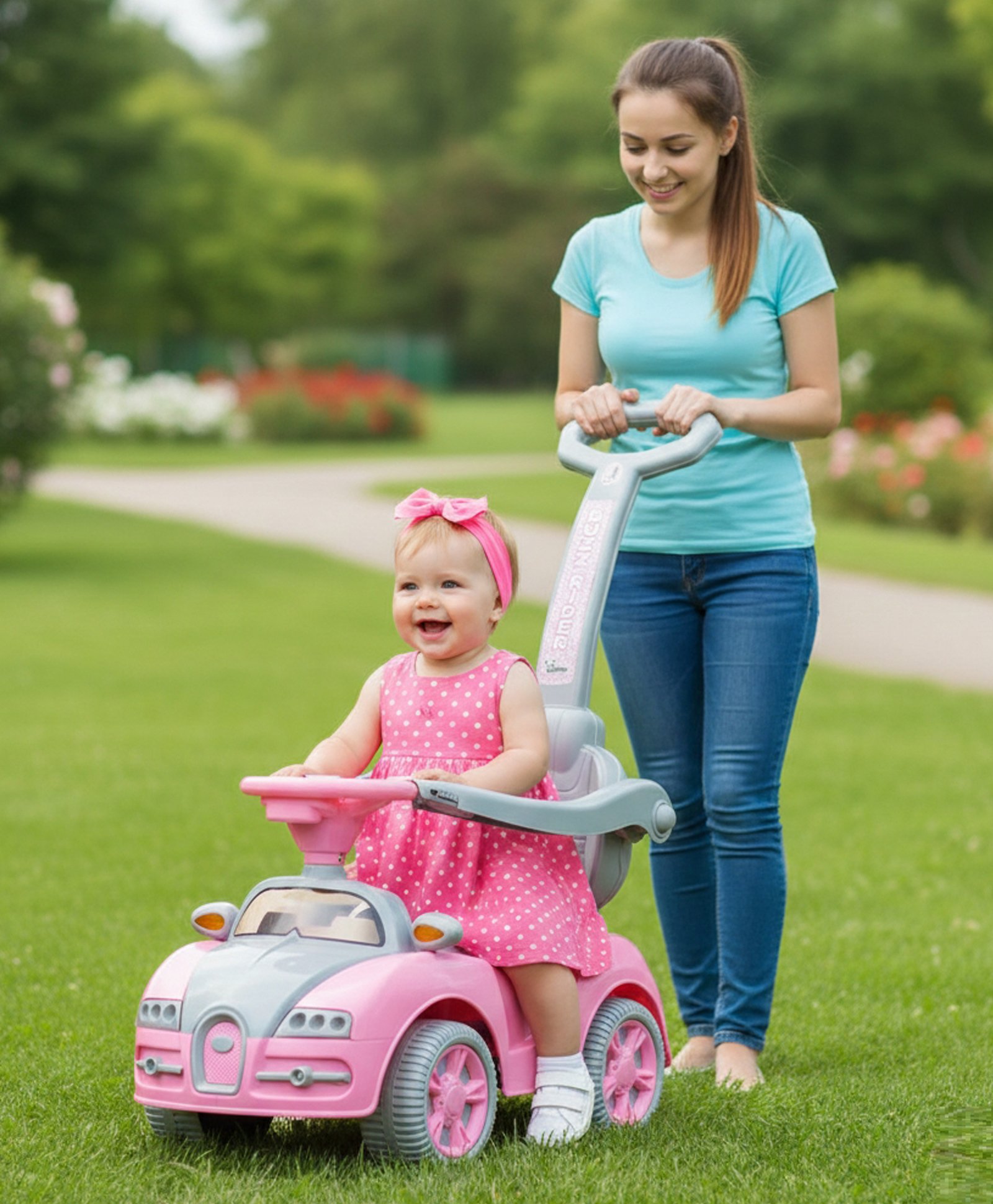 JoyRide Buzz PLUS Rider Car for Kids with Music & Horn Steering, with Back Support ,Handle, Seat Storage - Pink-image-30