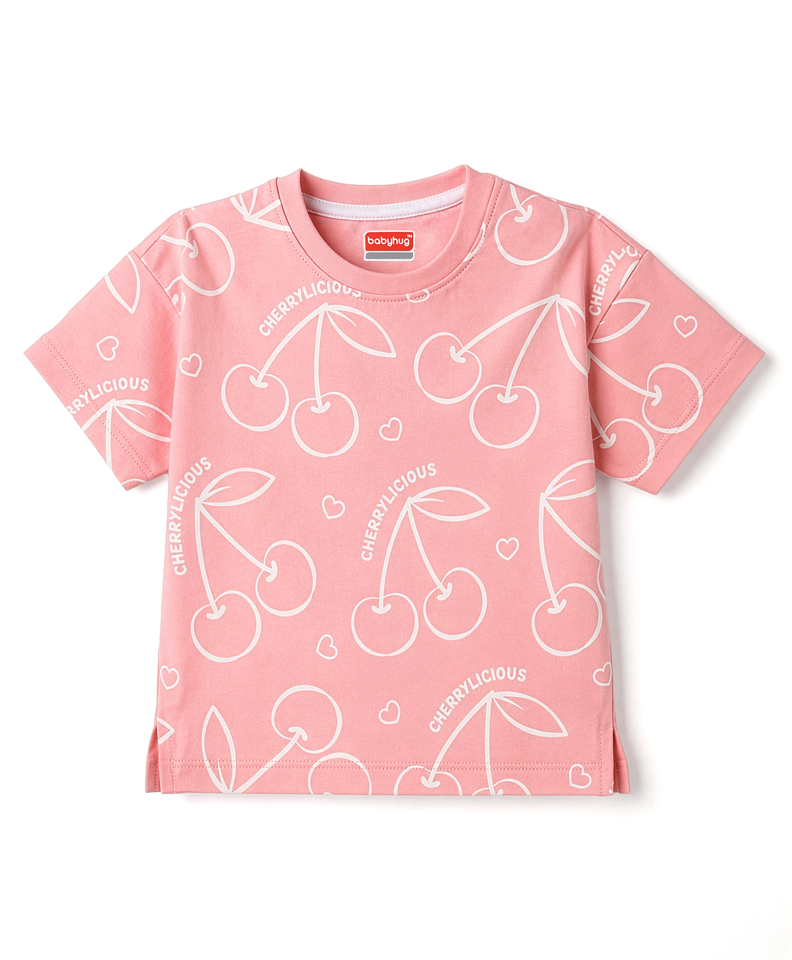 Babyhug Cotton Knit Half Sleeves Cherry Printed T-Shirt - Pink-image-27