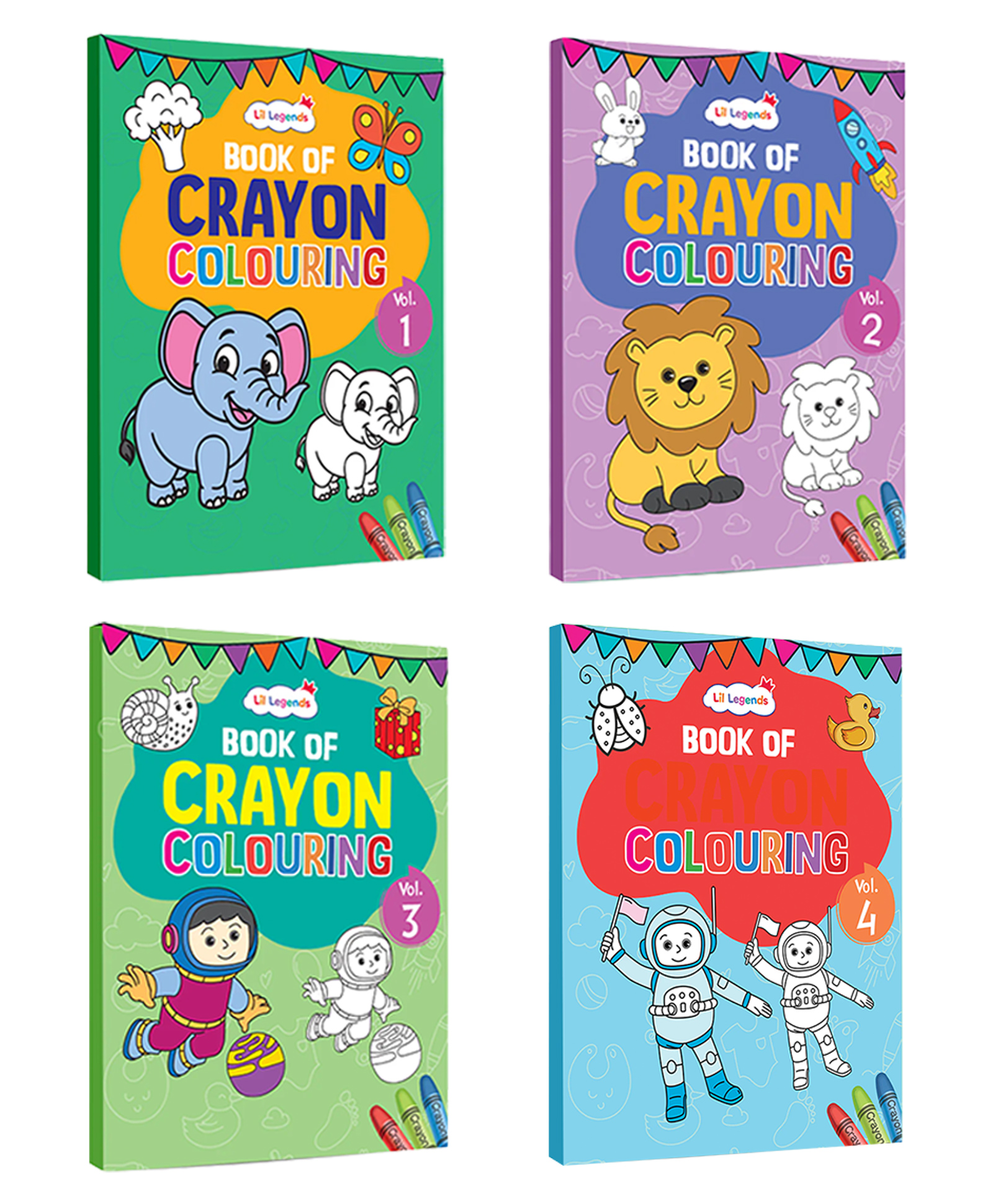 OSWAAL BOOKS Crayon Colouring Book Set of 4 (Vol 14) for Kids Age 3+ | Early Learning Activity Books | by Lil Legends-image-32