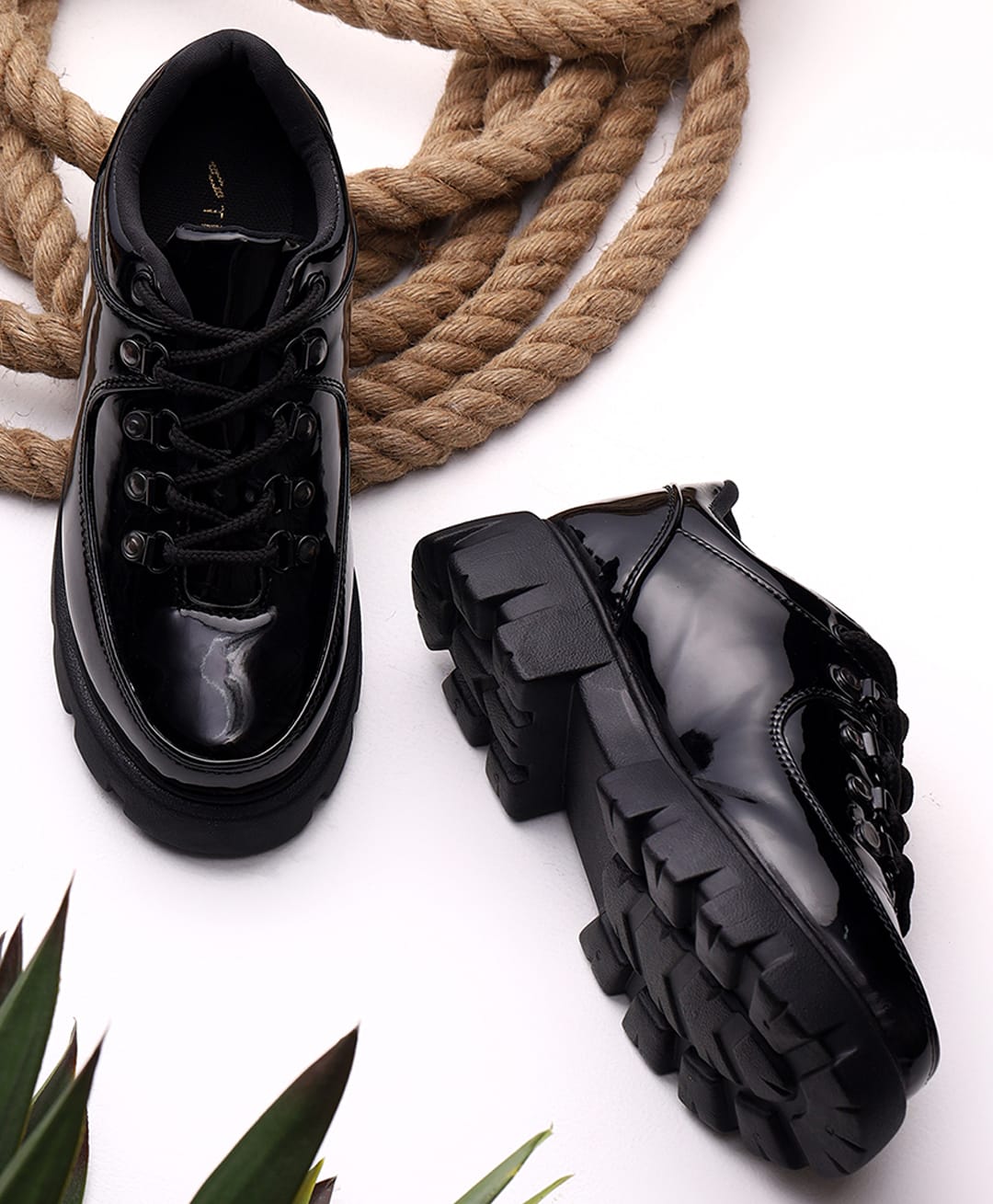 TRASE Solid Lace Up Shoes - Black-picture-20