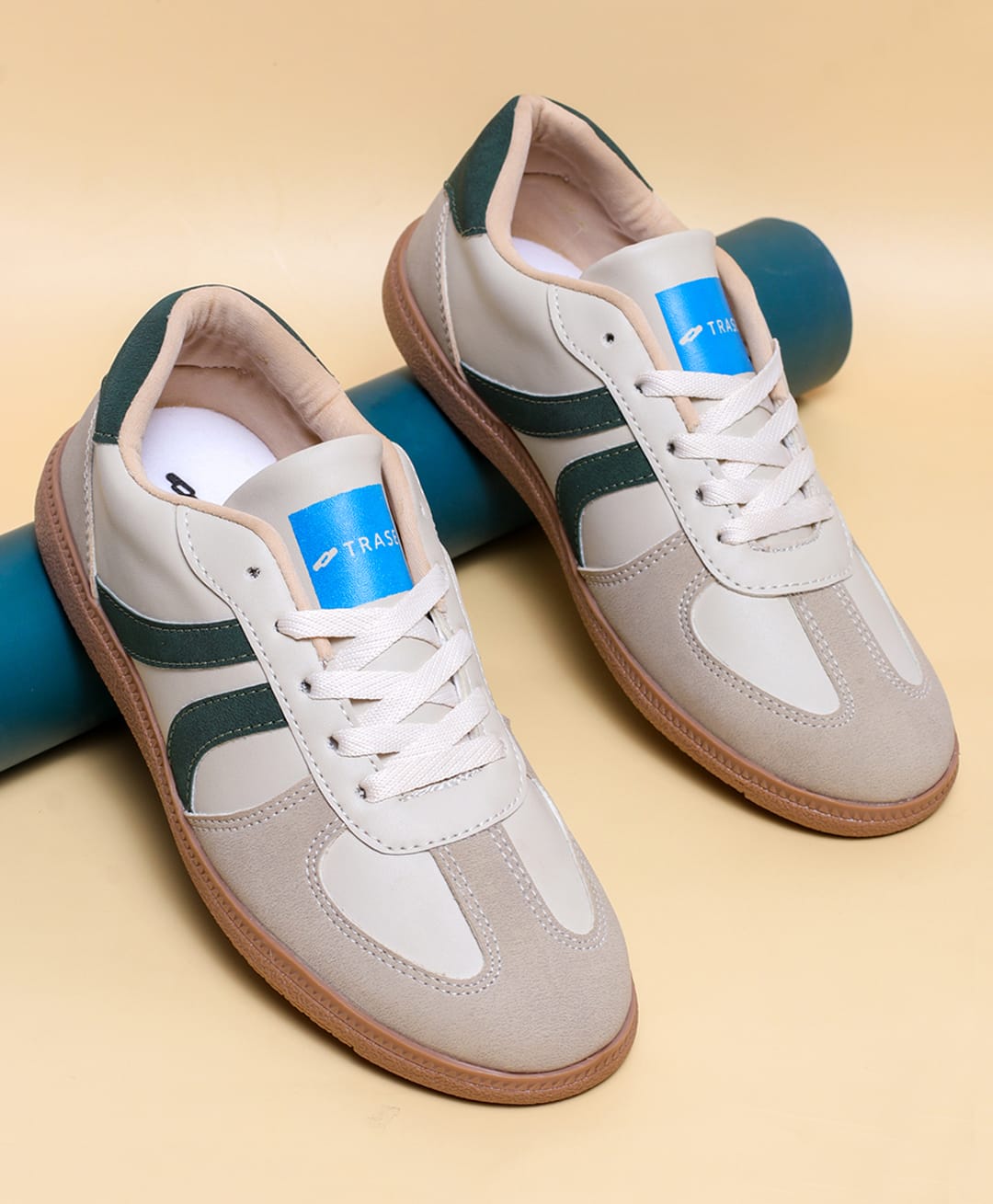 TRASE Colour Blocked Lace Up Shoes - Cream-image-46