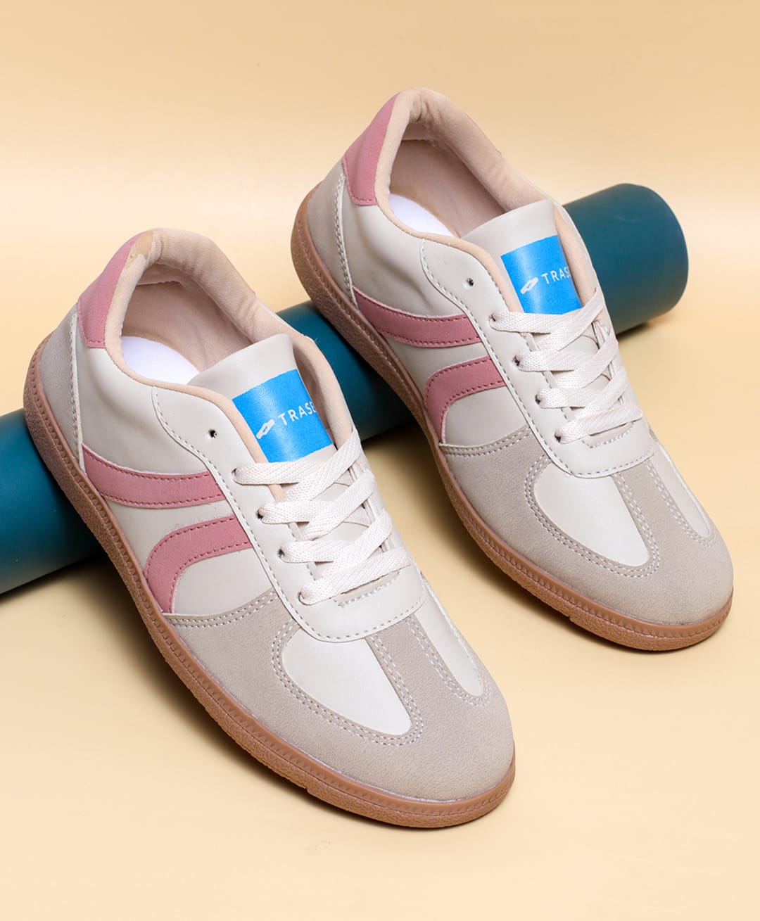 TRASE Colour Blocked Lace Up Shoes - Cream-picture-13