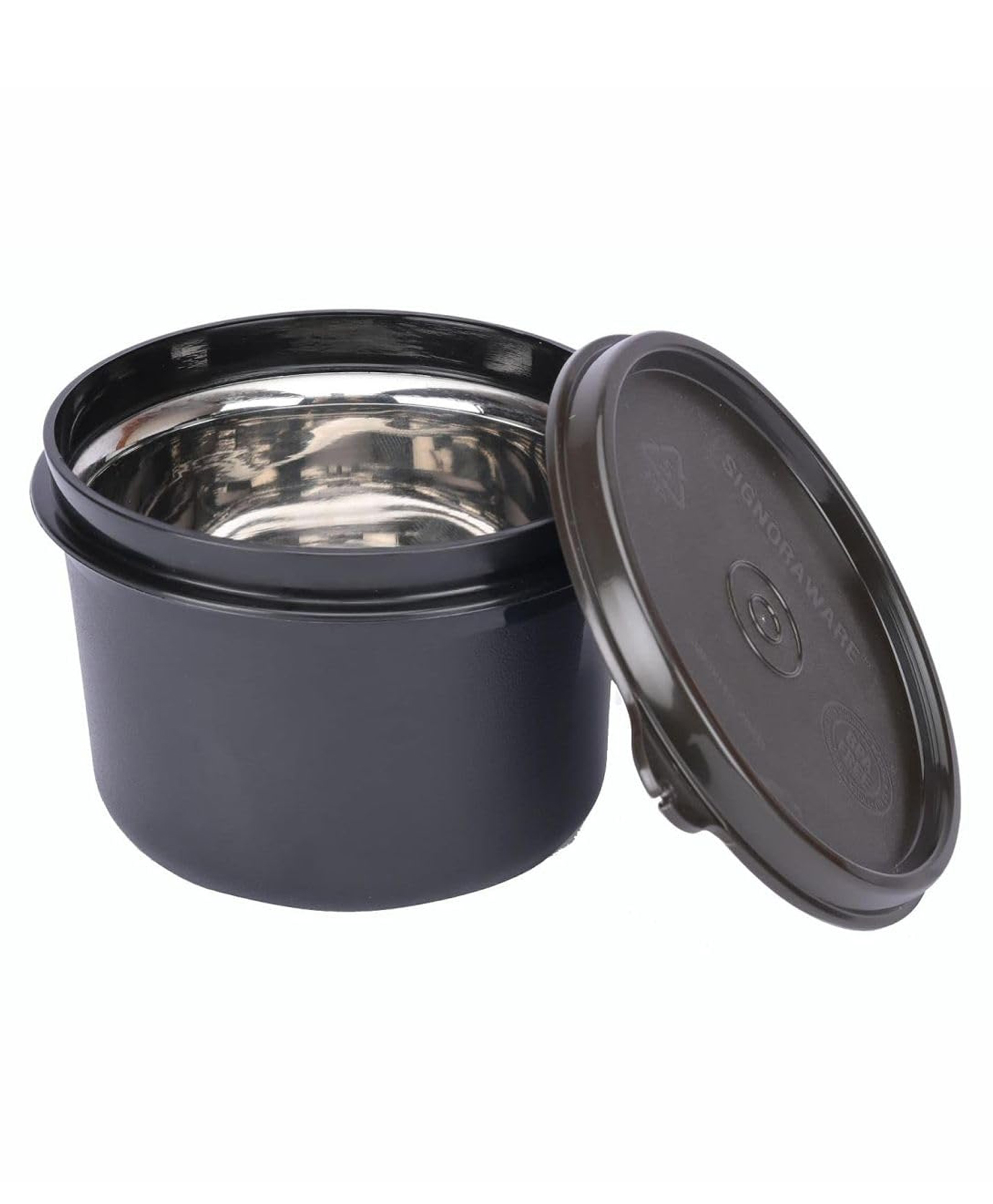 Signoraware Monarch Stainless Steel Storage Container | Airtight & Leakproof | Microwave Safe | Preserves Freshness & Aroma | Best for School, Office, Travelling & Outdoor Activities (500ml | Black)-image-3