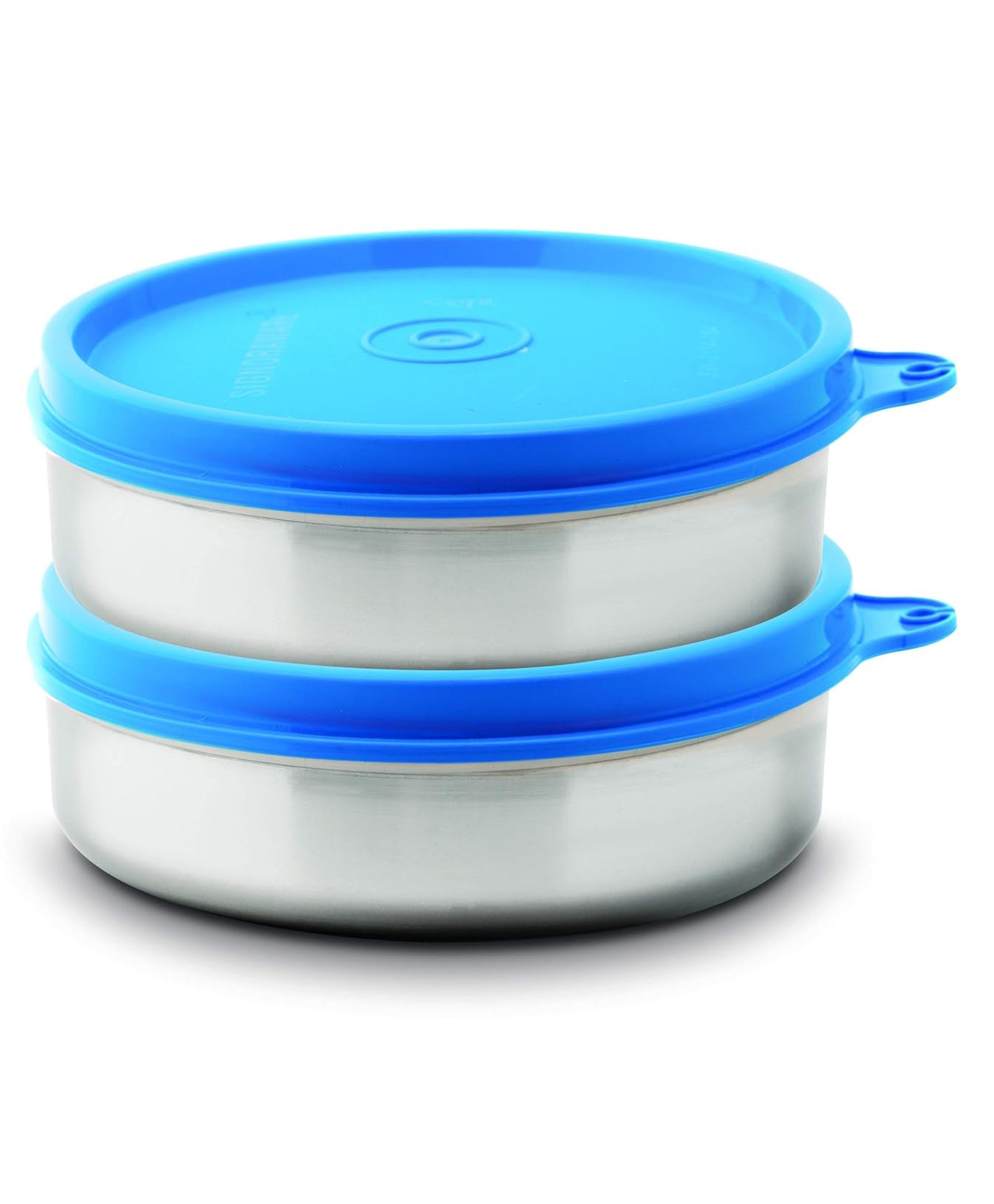 SignoraWare Executive Stainless Steel Storage Container | Airtight & Leakproof | Dishwasher safe | Non Toxic | Leftover Storage | Great For Office, Home & Picnics (350ml x 2 | Set of 2 | Blue)-image-5