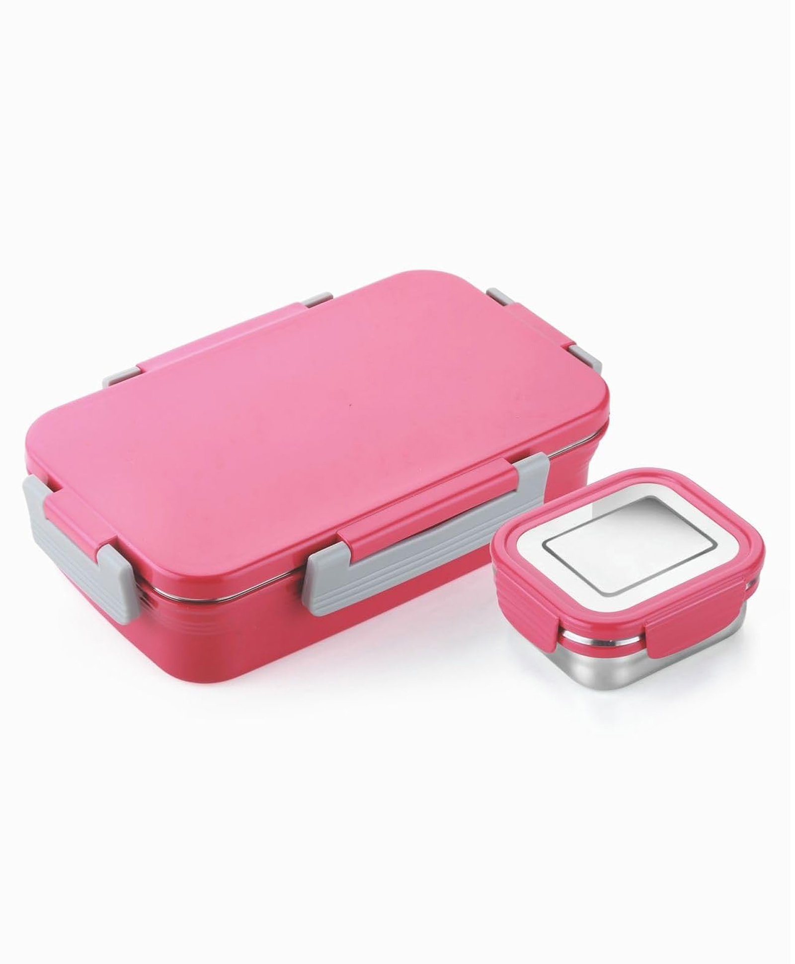 SignoraWare Nugget Printed Stainless Steel Lunch Box | Airtight & Leakproof | Maintain Crispness & Freshness | Ideal for School Kids | Great for Picnic & Outdoor Activities (700ml + 130ml | Pink)-picture-39