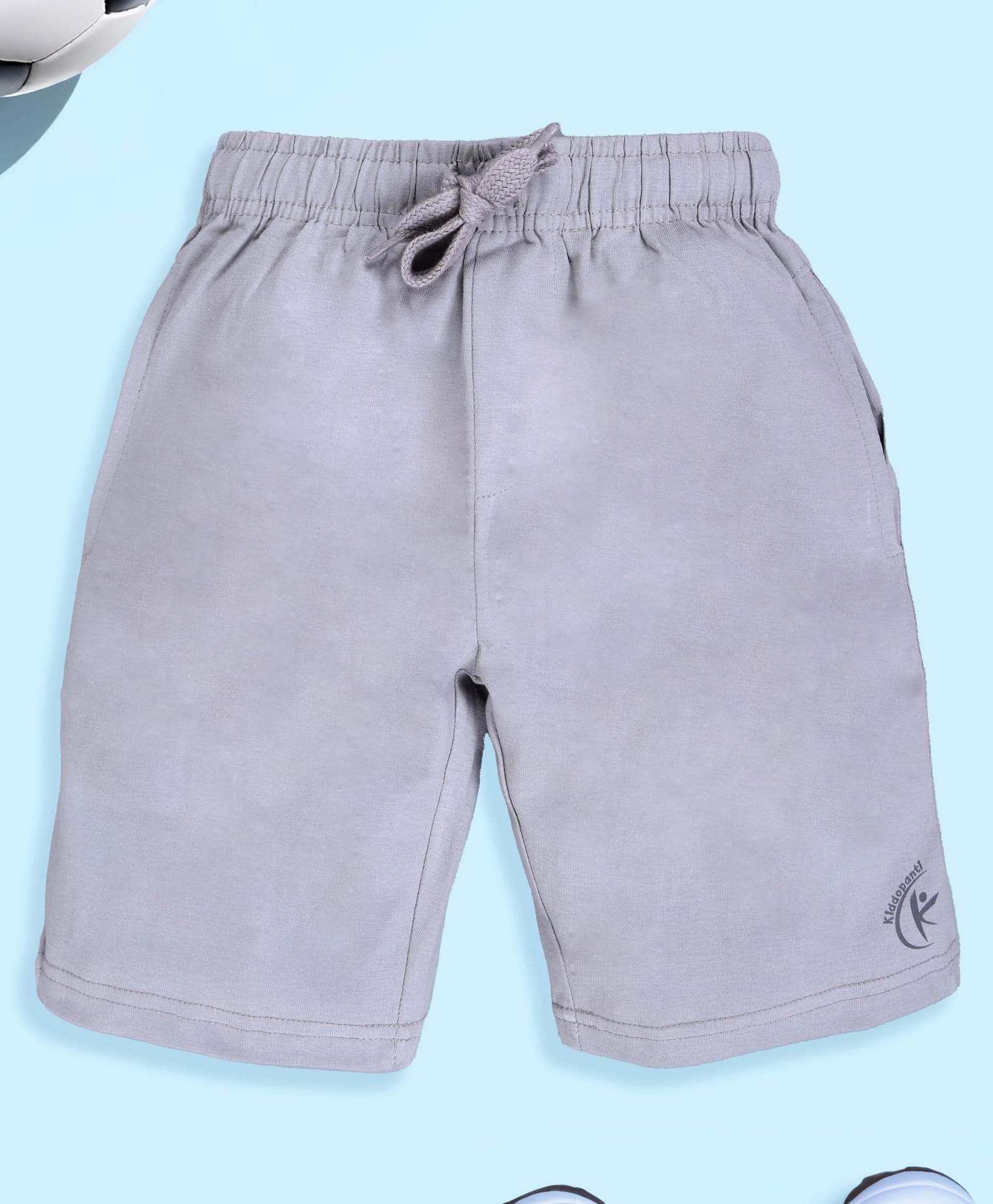 Kiddopanti Cotton Knit Solid Shorts - Steel Grey-picture-14