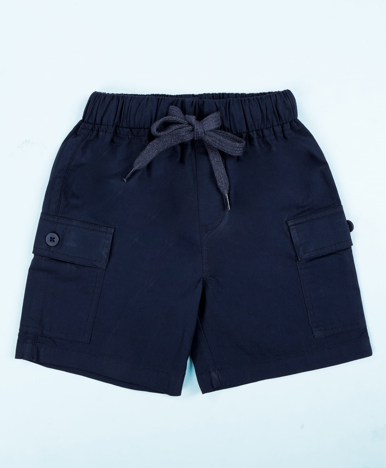 Kiddopanti Cotton Woven Solid Cargo Style Shorts - Navy Blue-image-12