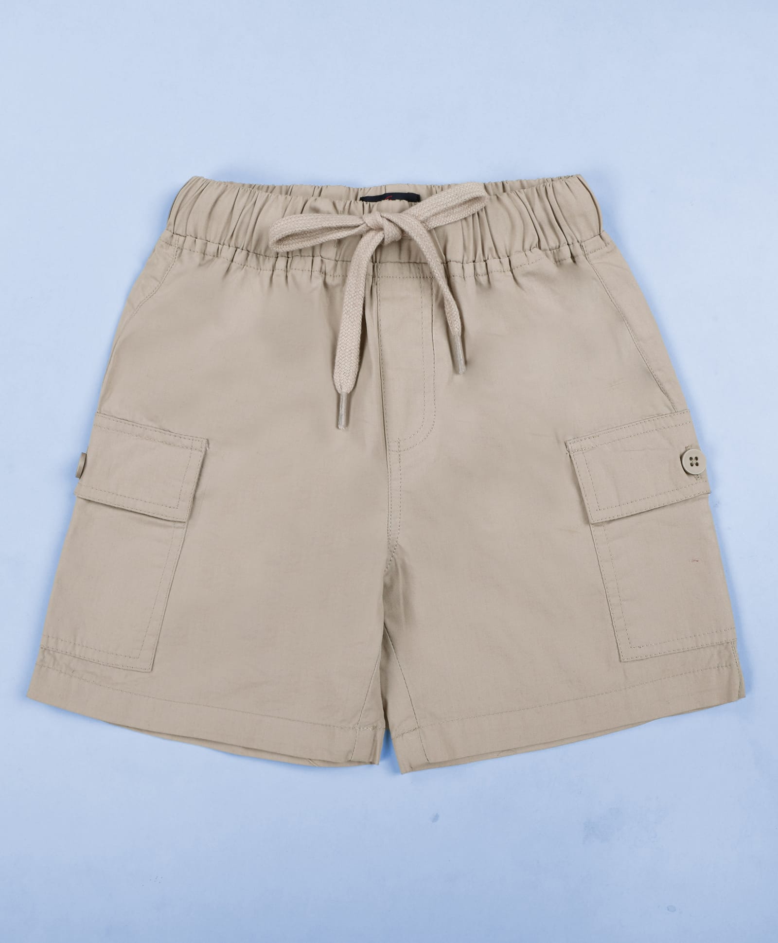Kiddopanti Cotton Woven Solid Cargo Style Shorts - Beige-image-48