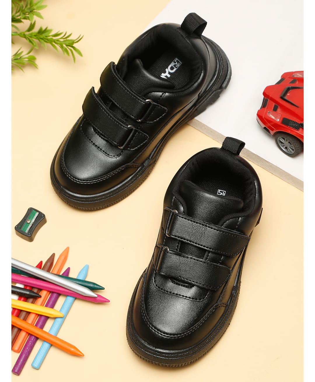 ONYC Solid Velcro Closure School Shoes - Black-image-40