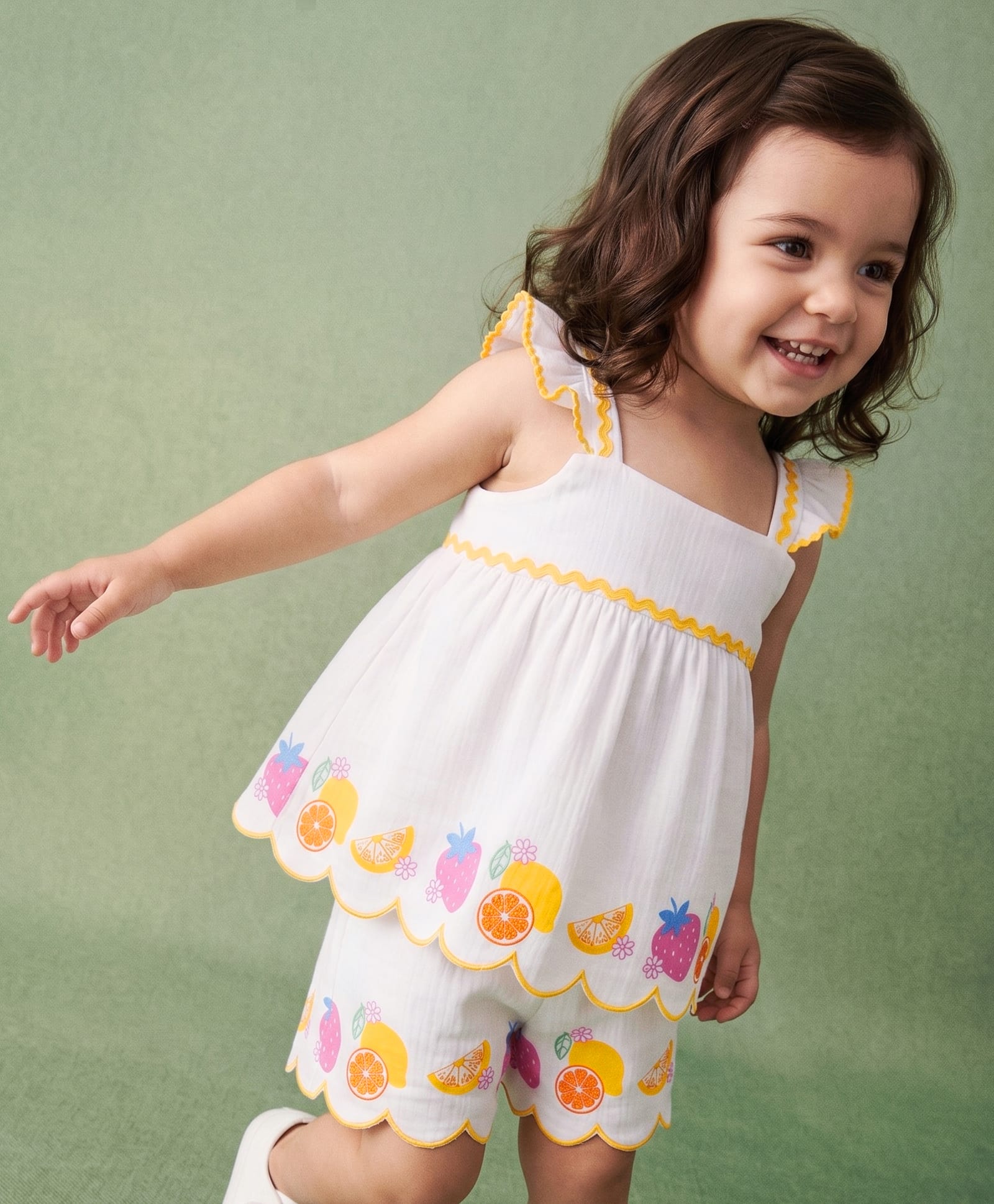 Babyhug Cotton Woven Sleeveless Tropical Theme & Floral Printed Top & Shorts Set - White-image-20