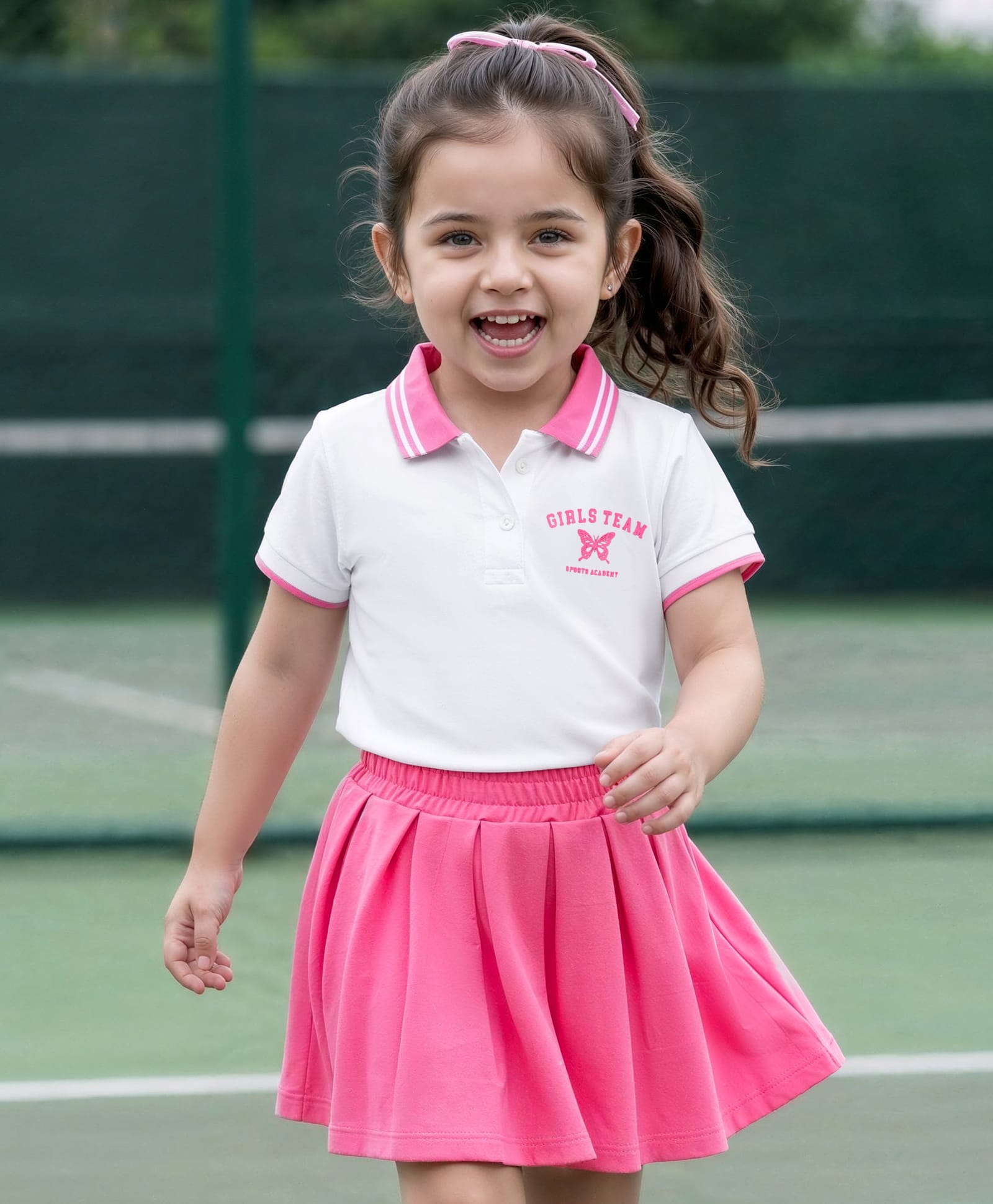 Babyhug Single Jersey Knit Half Sleeves Top & Skirt Set with Butterfly Print - White & Pink-image-29