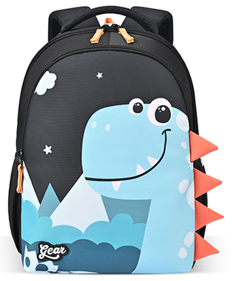 Gear 15 Inches Water Resistant School Bag/Casual Backpack/Daypack/Travel Backpack for Boys/Girls (BLACK-ORANGE) - 15 inches-image-28