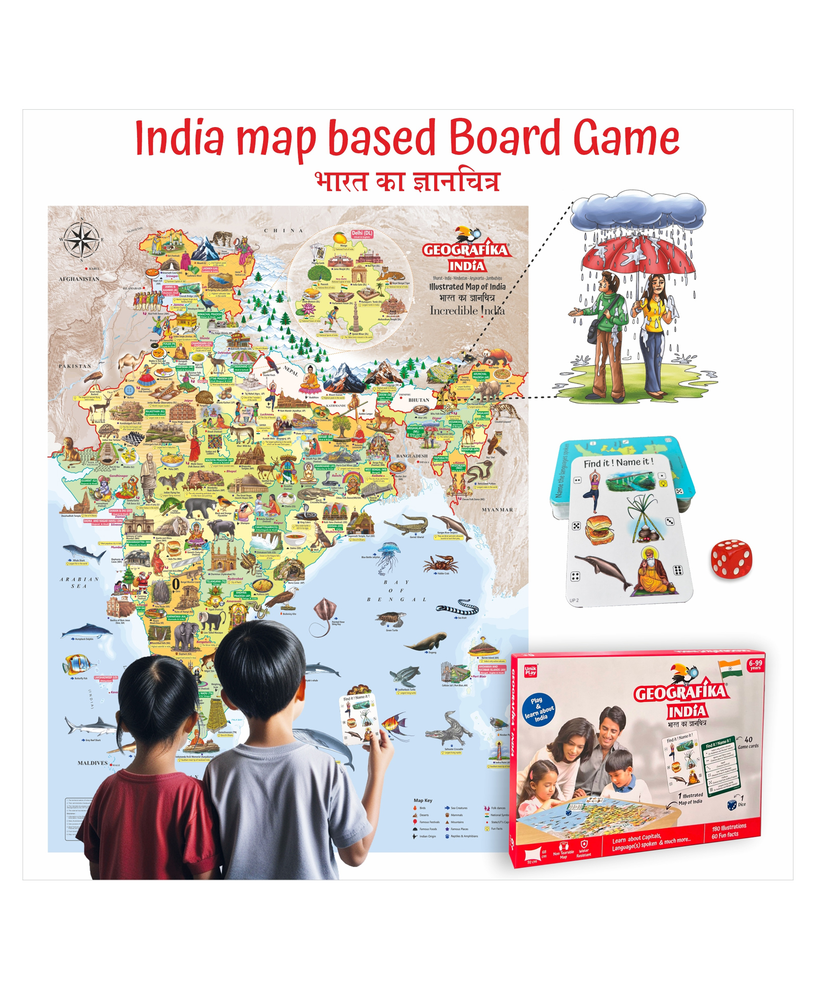 UnikPlay Geografika India Map Game with Flash Cards | Geography Game for Kids 5+ Years | Educational Toy | Birthday & Return Gift | Learn Capitals & Languages Spoken |ScreenFree Learning Activity-image-19