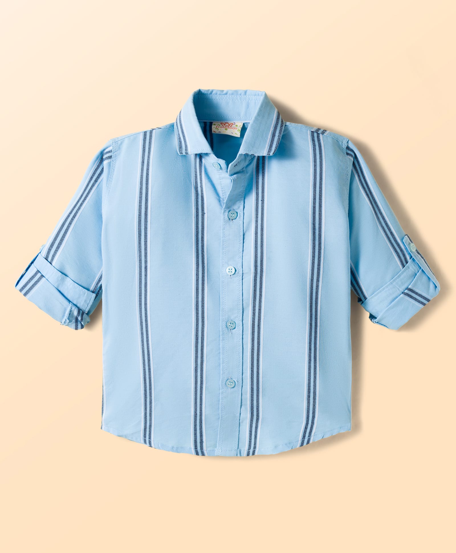 Rikidoos Cotton Woven Full Sleeves Striped Shirt - Light Blue-image-35