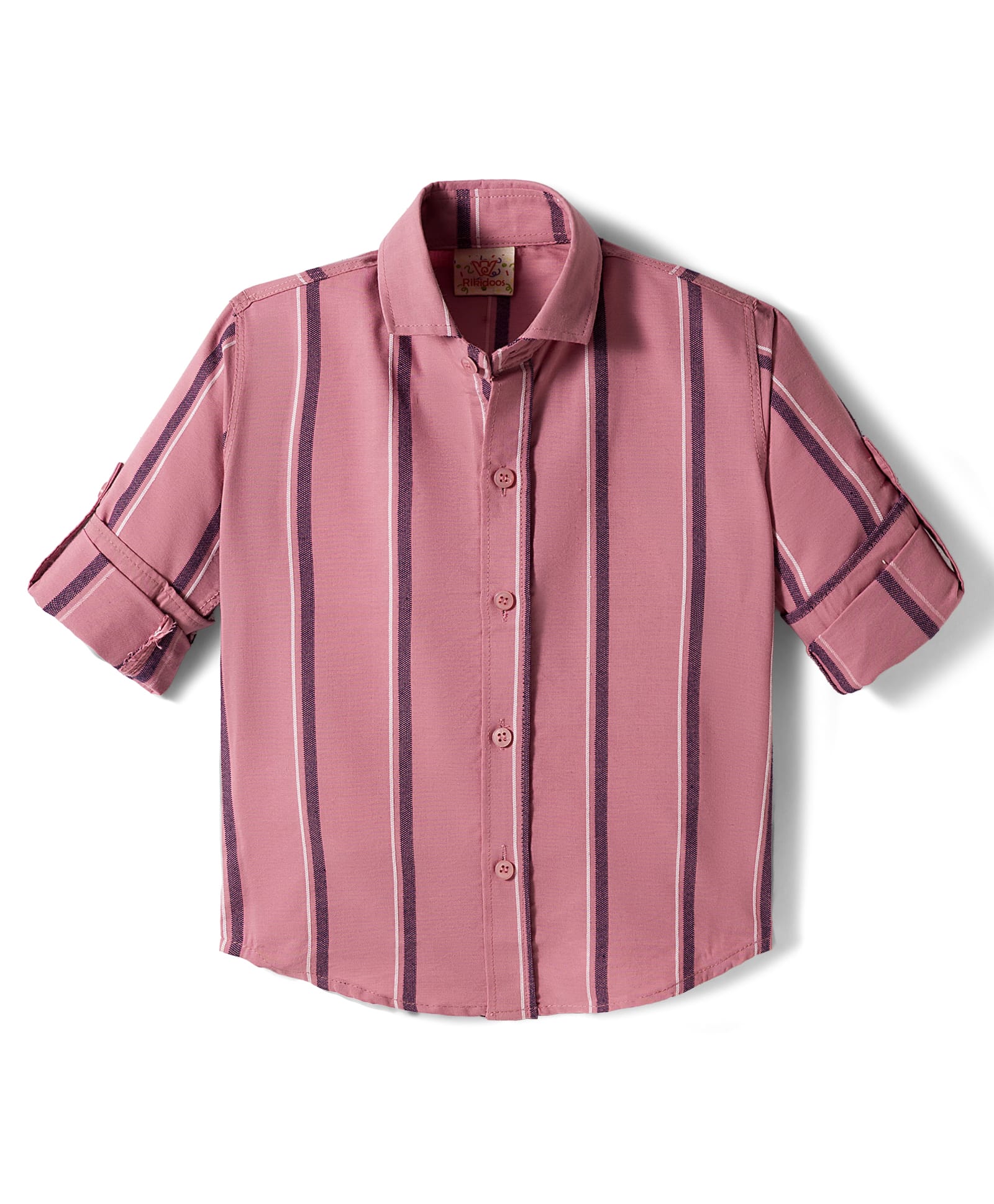 Rikidoos Cotton Woven Full Sleeves Striped Shirt - Pink-picture-18
