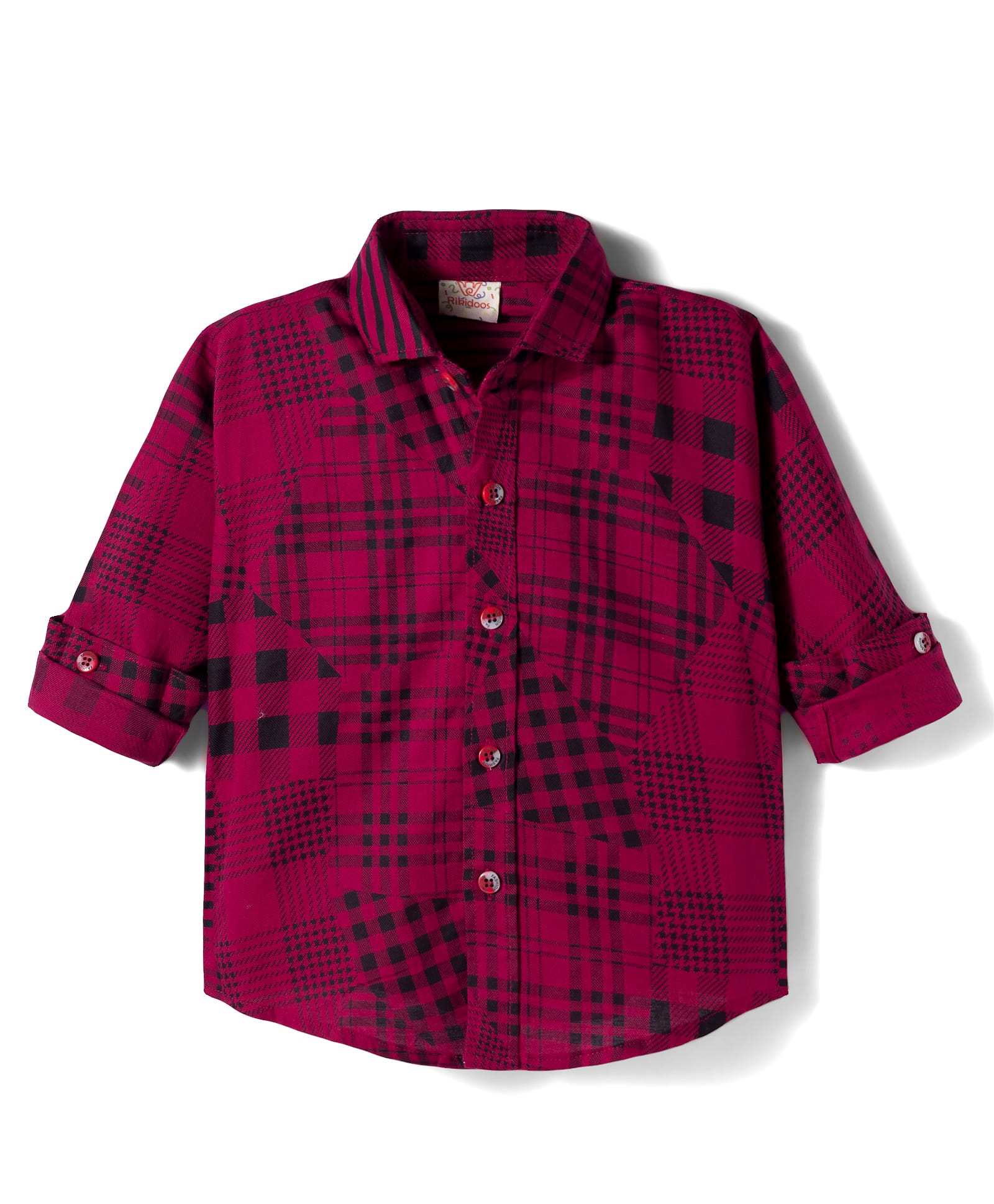 Rikidoos Cotton Woven Full Sleeves Checkered Shirt - Maroon-picture-12