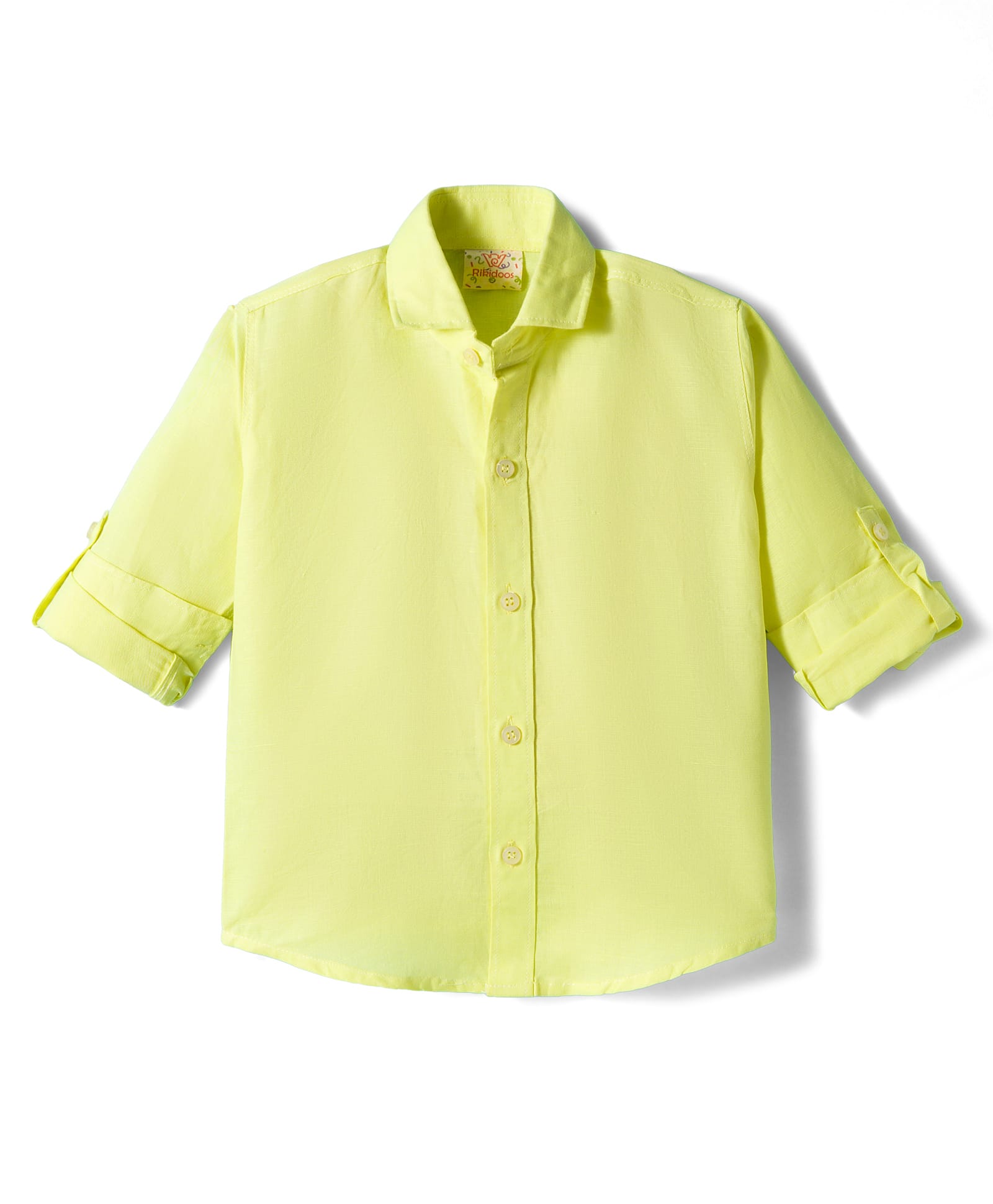 Rikidoos Cotton Woven Full Sleeves Solid Color Shirt - Neon Green-picture-26