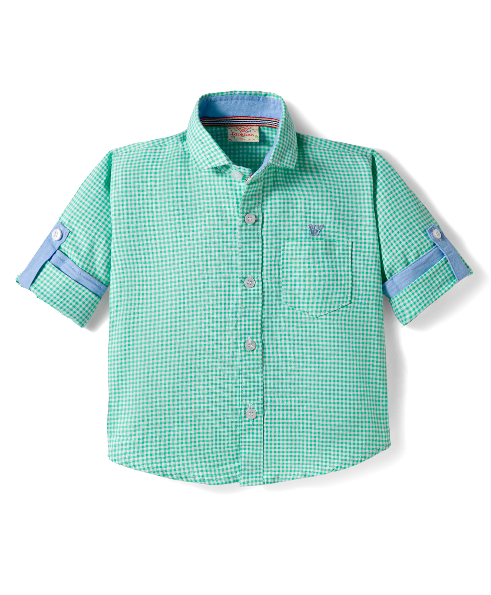 Rikidoos Cotton Woven Full Sleeves Checkerd Shirt - Sea Green-picture-28