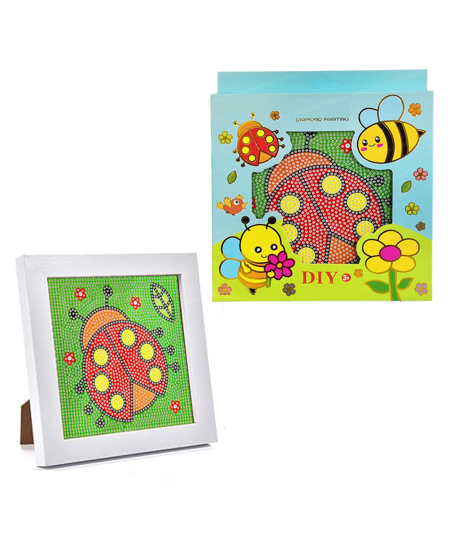 FunBlast Ladybug Theme 5D Diamond Painting Kit for Kids Set of 1 Kit (Multicolor-C)-picture-27