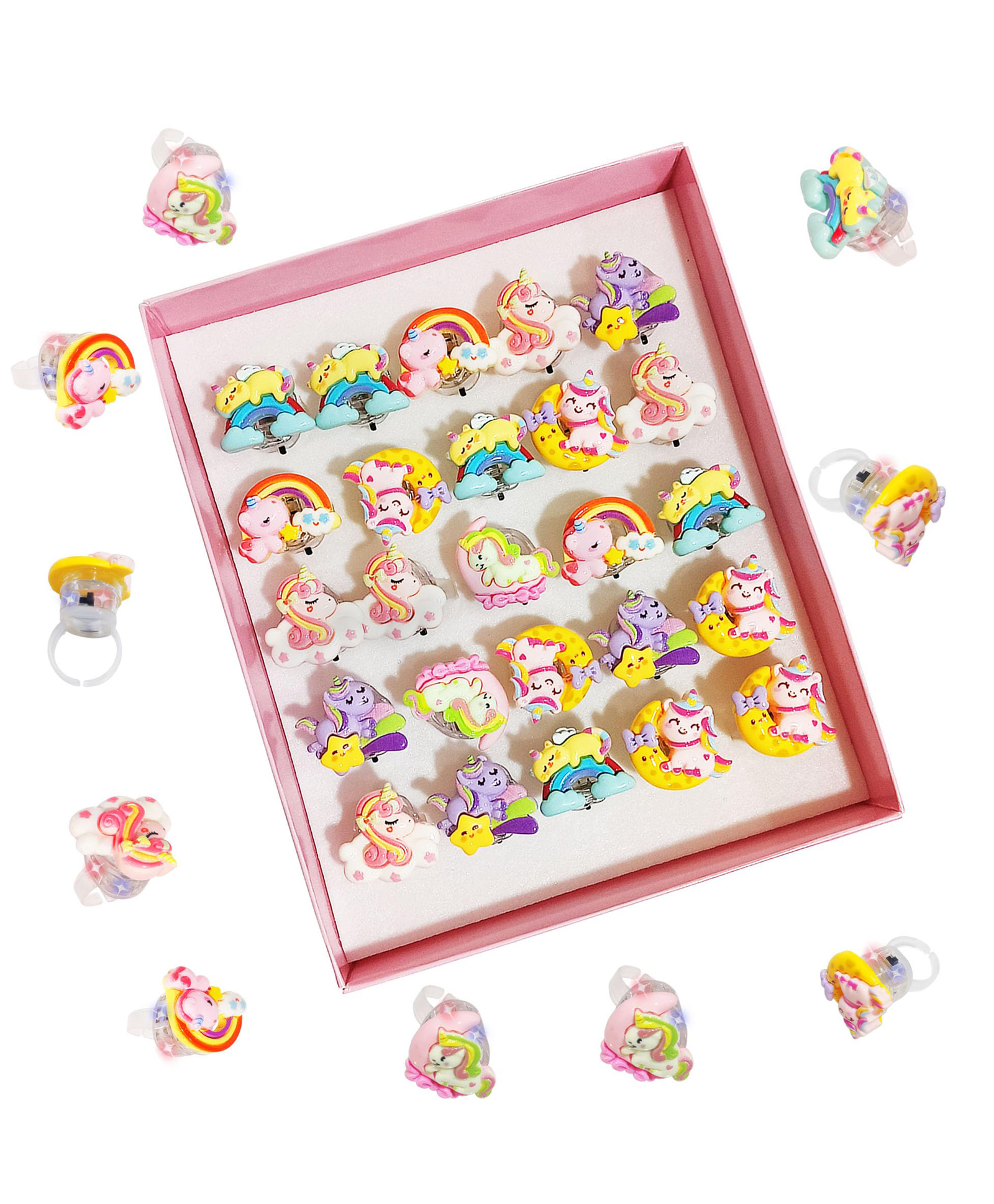FunBlast Adjustable Unicorn Shaped Rings in Beautiful Gift Box for Girls Pack of 25 Rings (Multicolor)-picture-15