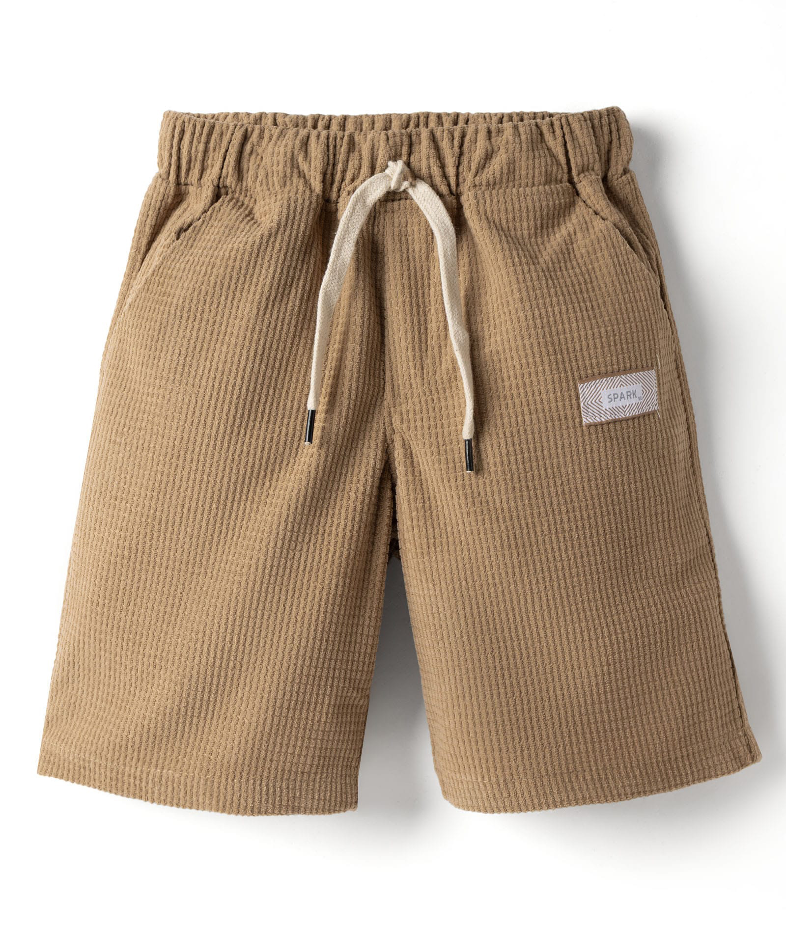 Spark Cotton Knit Above Knee Length Solid Color Shorts - Tan-picture-20