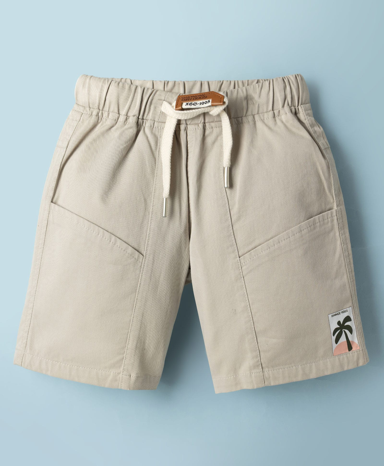 Spark Cotton Knit Above Knee Length Cut & Sew Shorts with Patch - Grey-picture-35