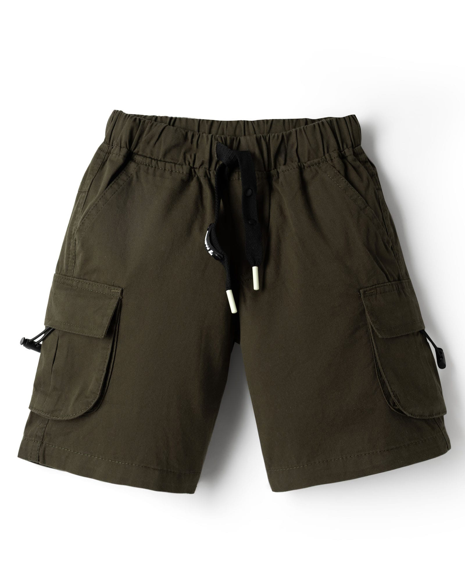 Spark Cotton Knit Above Knee Length Solid Color Shorts with Pocket - Olive Green-picture-23