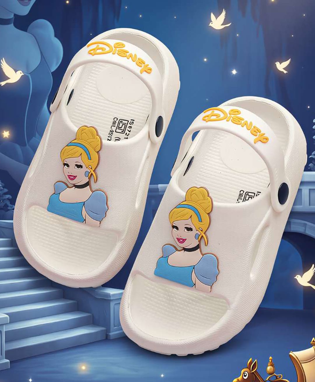 Yellow Bee Disney Princess Featuring Cinderella Applique Detailed Slingback Sandals - White-picture-27