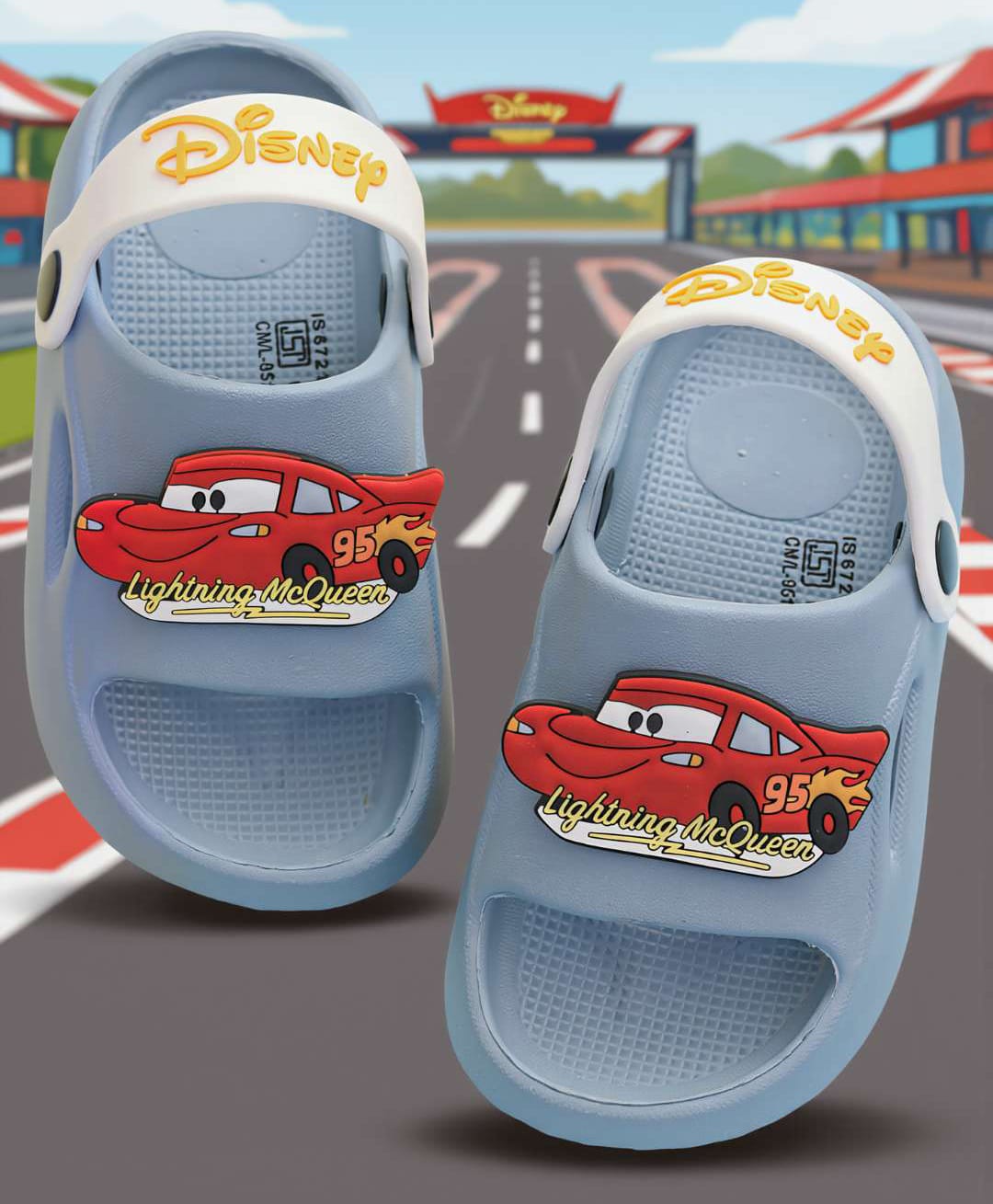 Yellow Bee Disney Pixar Cars Featuring Lightning Mcqueen Applique Detailed Slingback Sandals - Blue-image-40