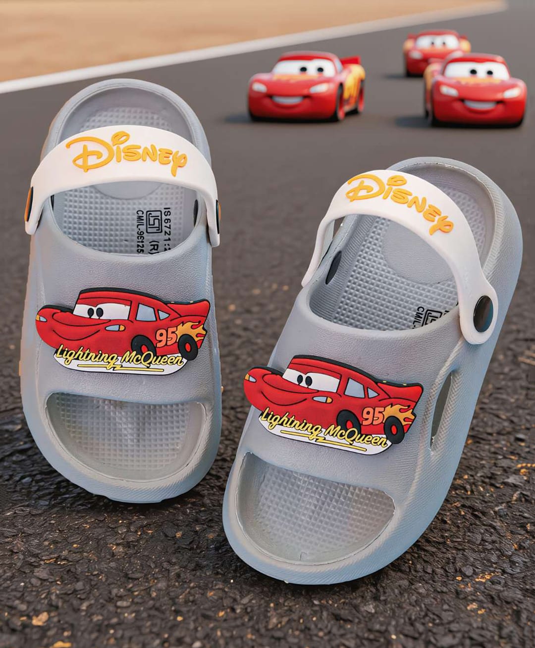 Yellow Bee Disney Pixar Cars Featuring Lightning Mcqueen Applique Detailed Slingback Sandals - Grey-image-44