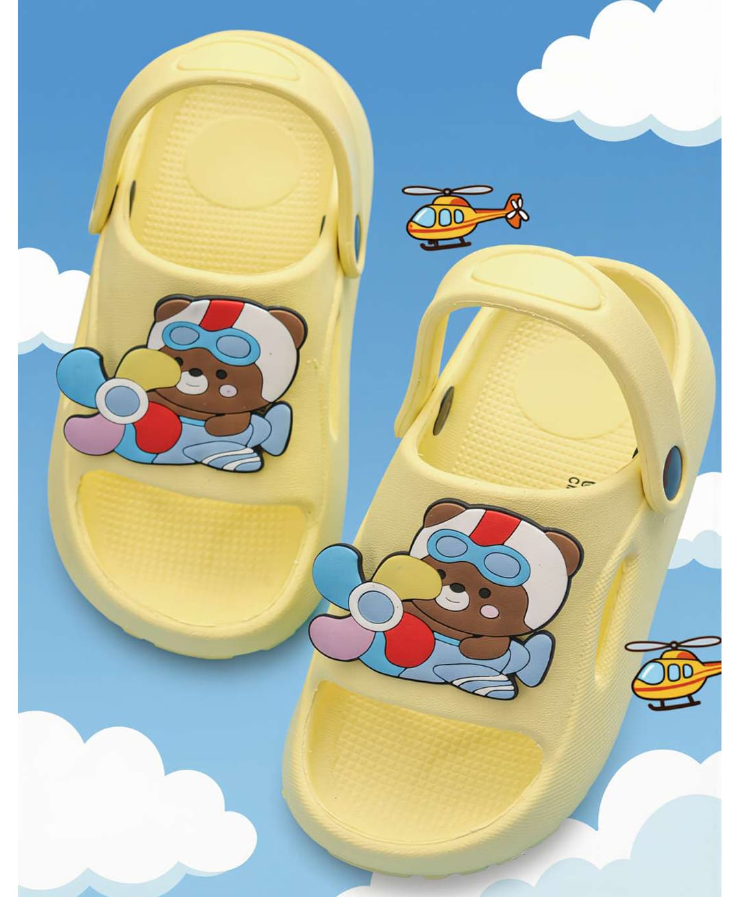 Yellow Bee Bear Applique Detailed Slingback Sandals - Yellow-picture-28