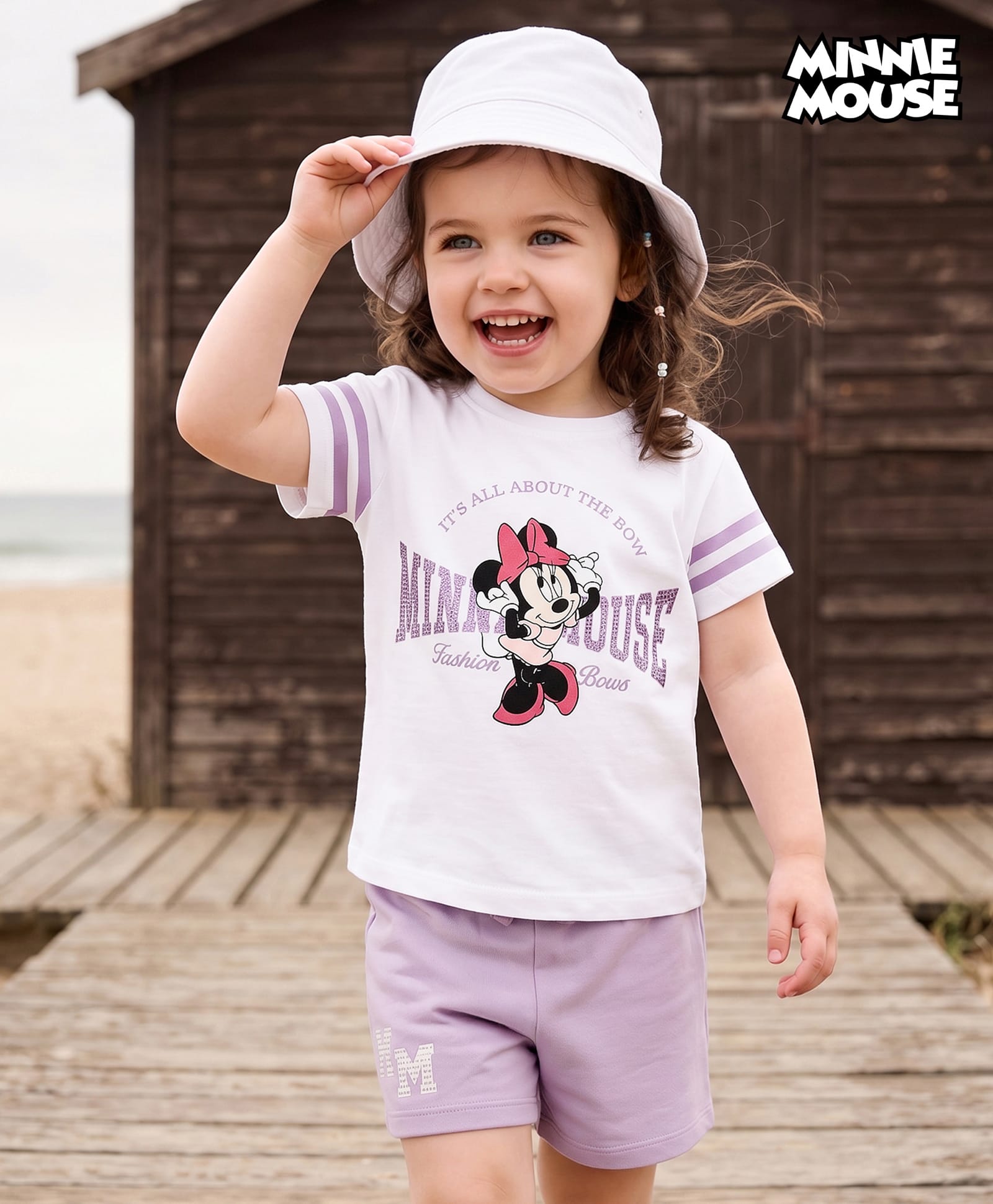 Babyhug Disney 100% Cotton Knit Half Sleeves T-Shirt & Shorts Set With Minnie Mouse Graphics - Multicolor-picture-28