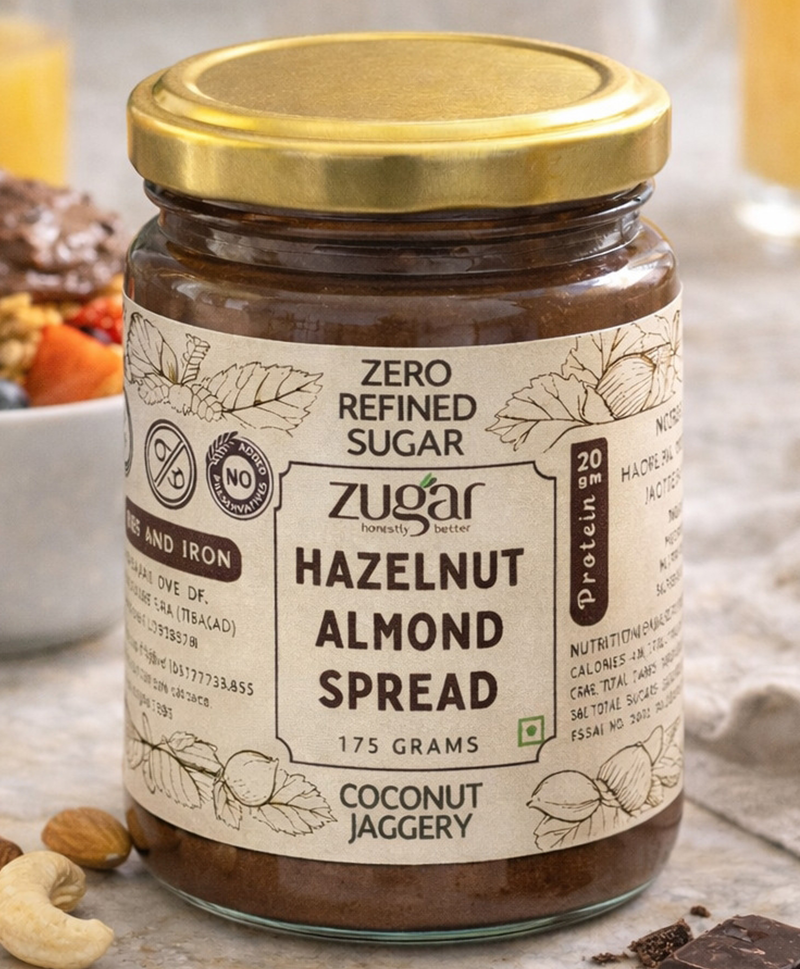 Zugar hazelnut Chocolate Spread with Coconut Jaggery-175 g-image-44