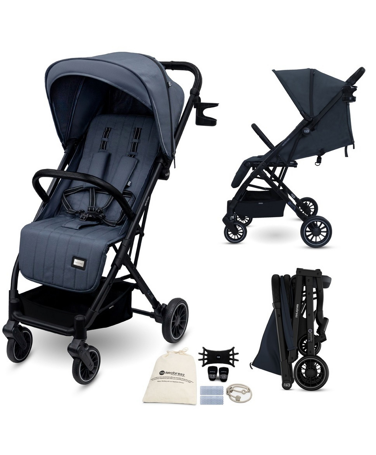 Neobreeze Penta Travel Stroller - Charcoal Grey-image-5
