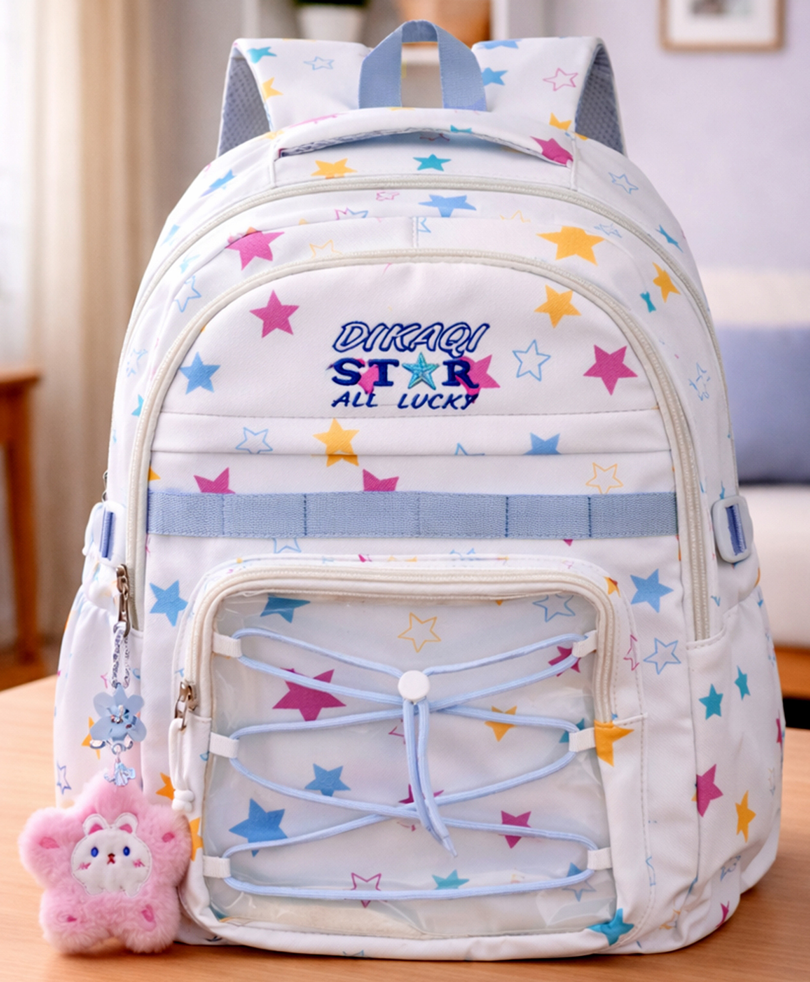 Little Surprise Box 18.1 Inches Star Print School Backpack for Kids - White-image-22