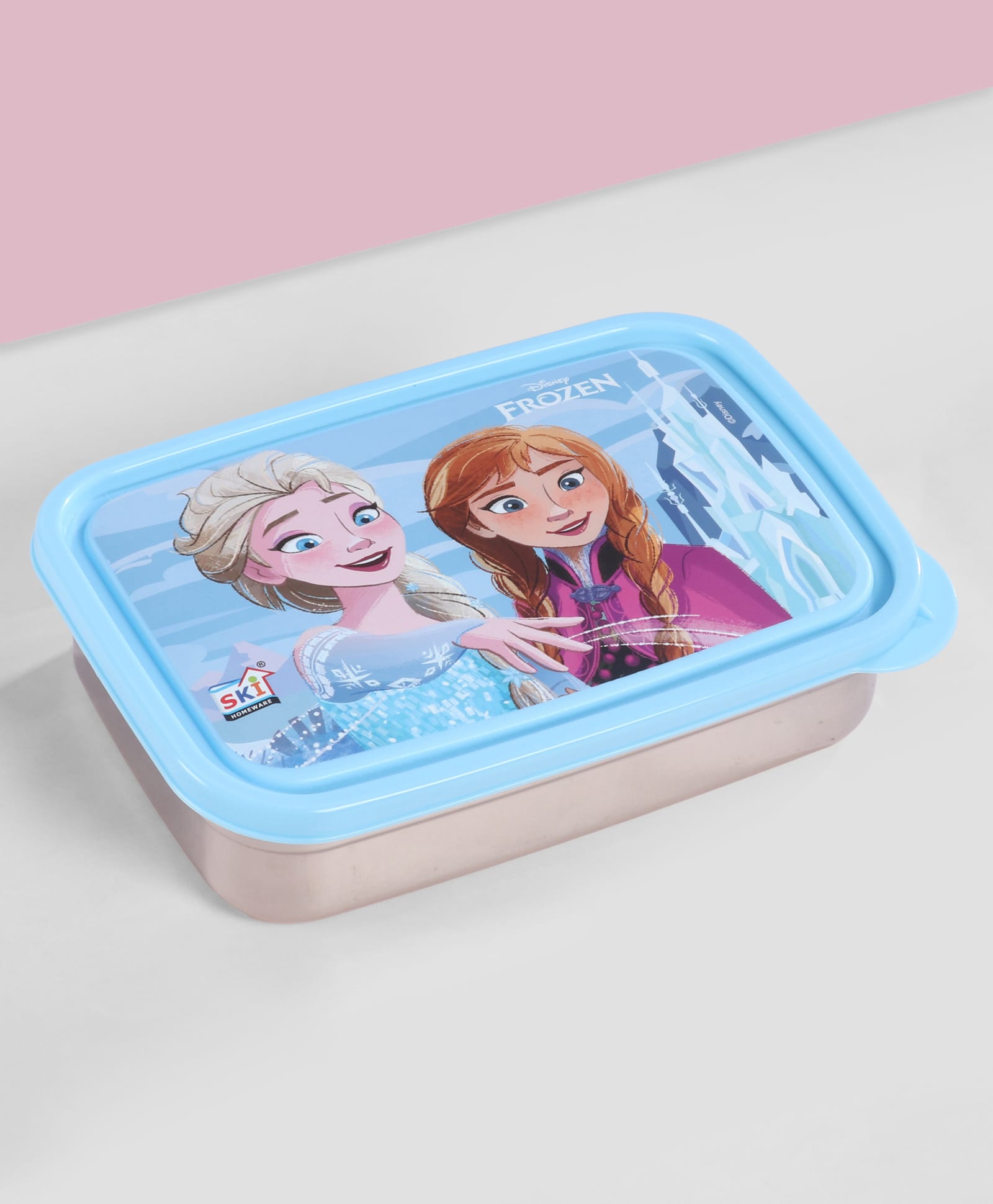 SKI Plastoware Homeware Zest Stainless Steel Lunch Box With 1 Steel Container & Frozen Print Blue - 850 ml & 150 ml-image-23