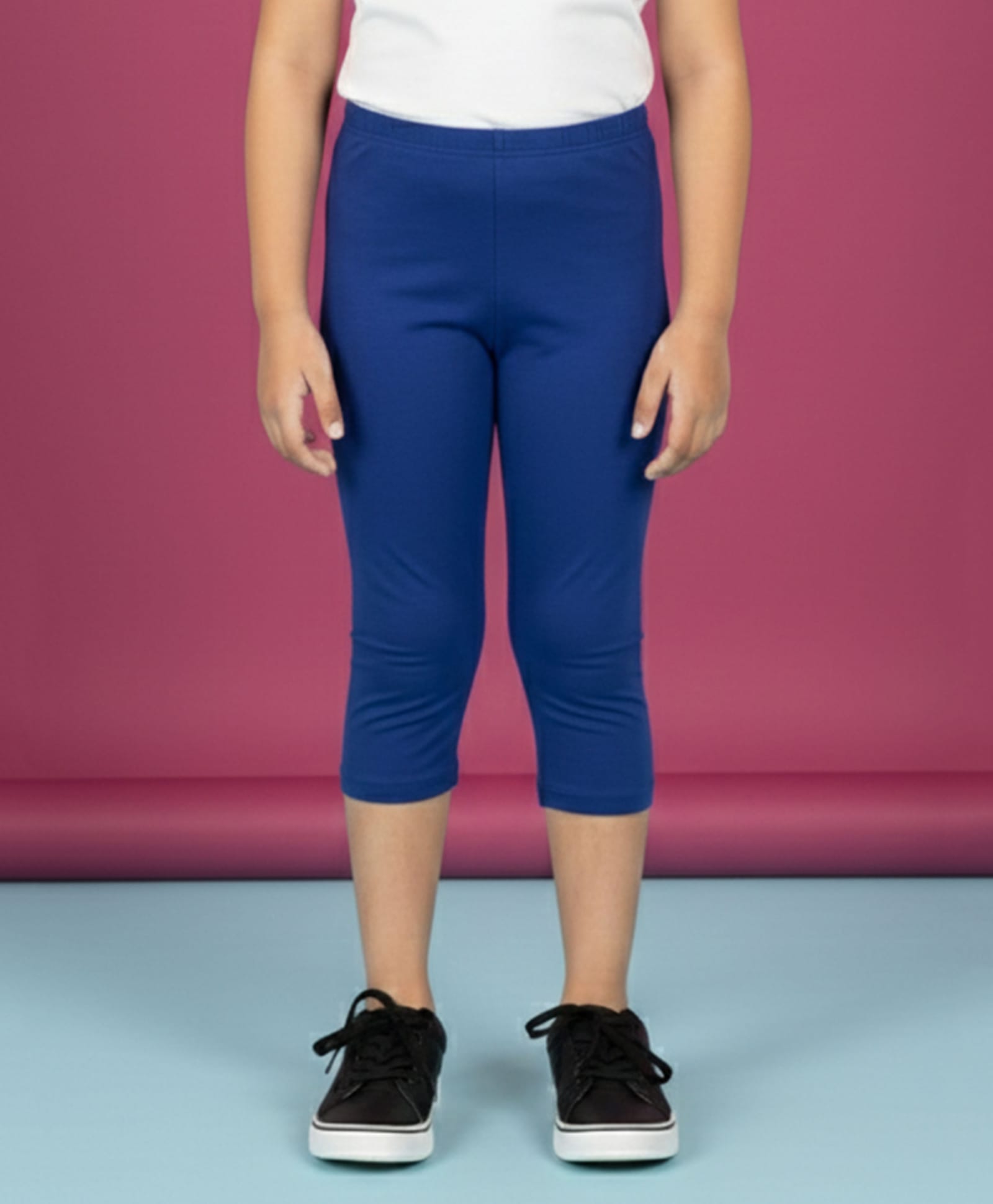 Kiddopanti Cotton Spandex Knit Solid Capri Leggings - Royal Blue-picture-28