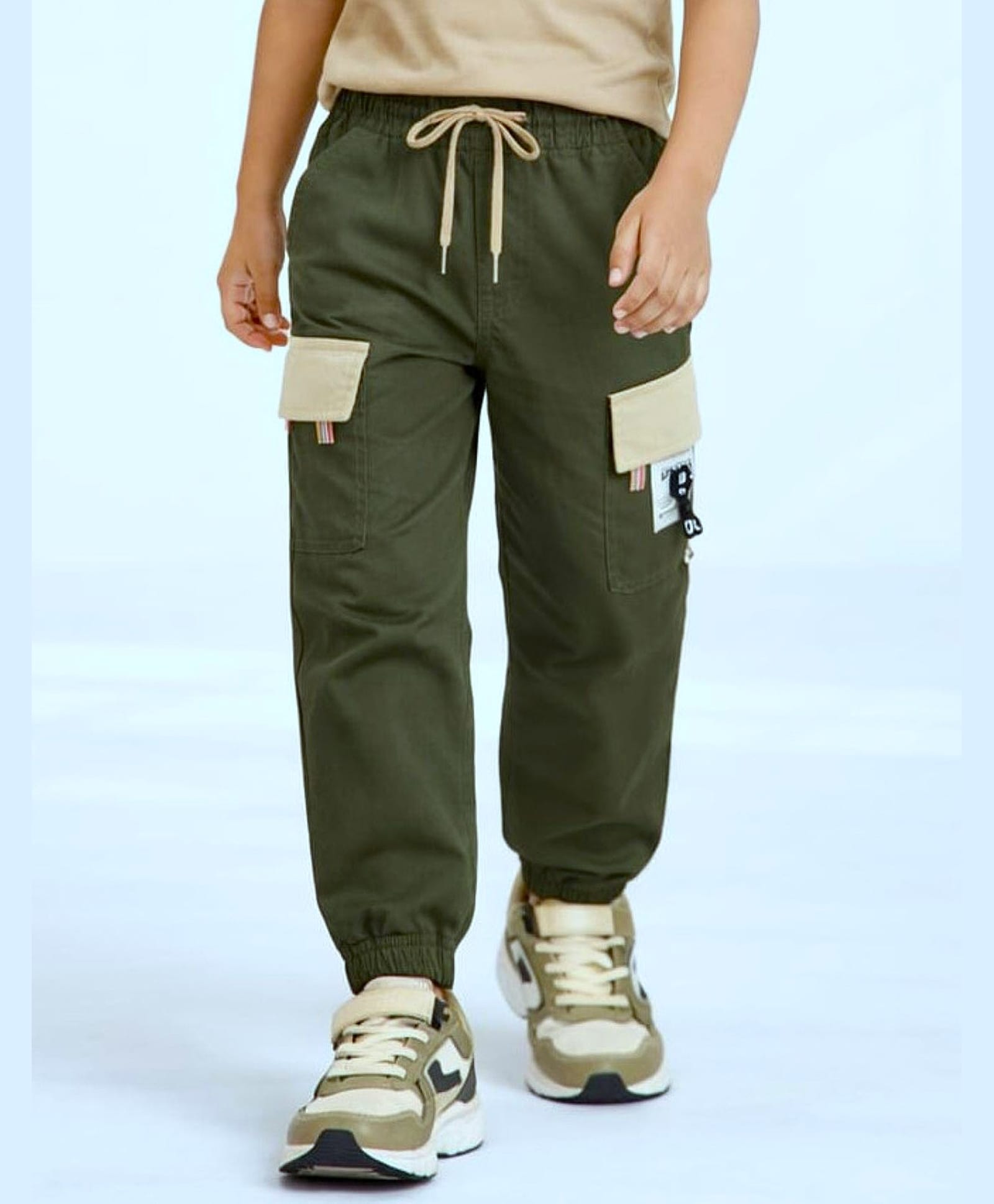Nino Togs Cotton Woven Baseball Cap Applique Detailed Pants - Military Green-picture-16