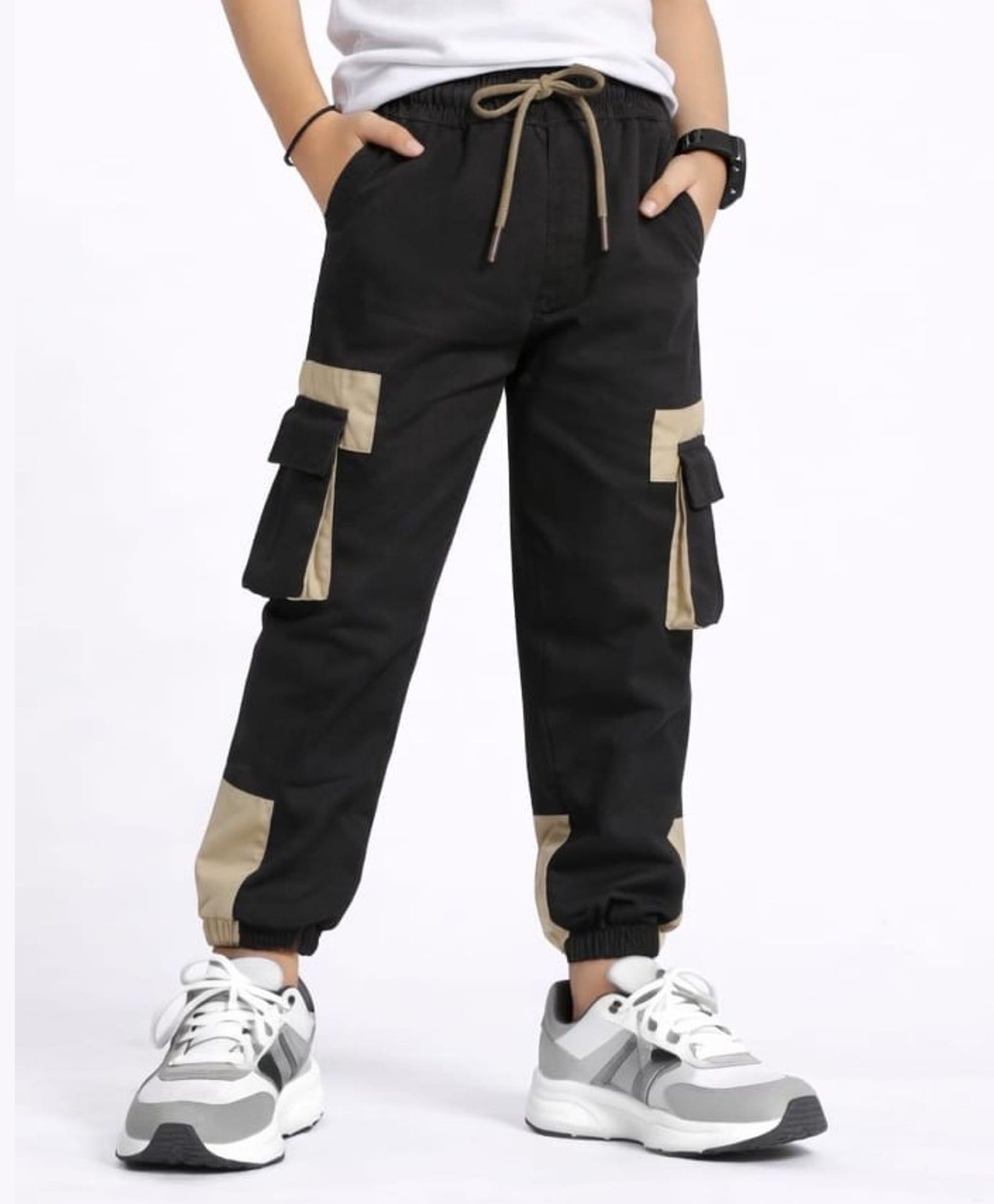 Nino Togs Cotton Woven Colour Blocked Cargo Pants - Coffee-picture-18
