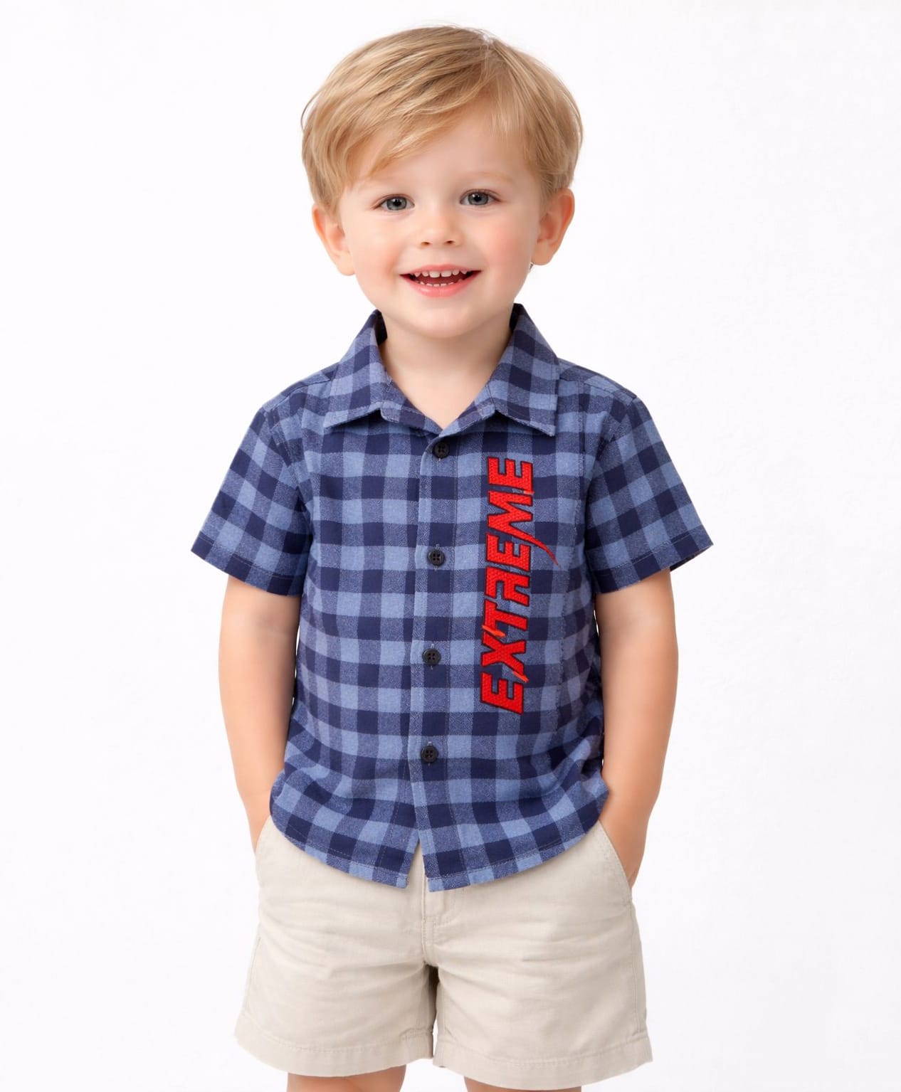 Spool Junior Cotton Woven Checked Shirt - Blue-picture-19