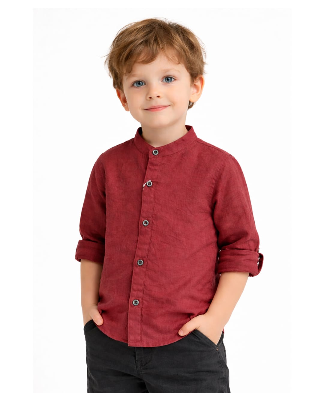 Spool Junior Cotton Woven Full Sleeves Solid Shirt - Maroon-picture-17