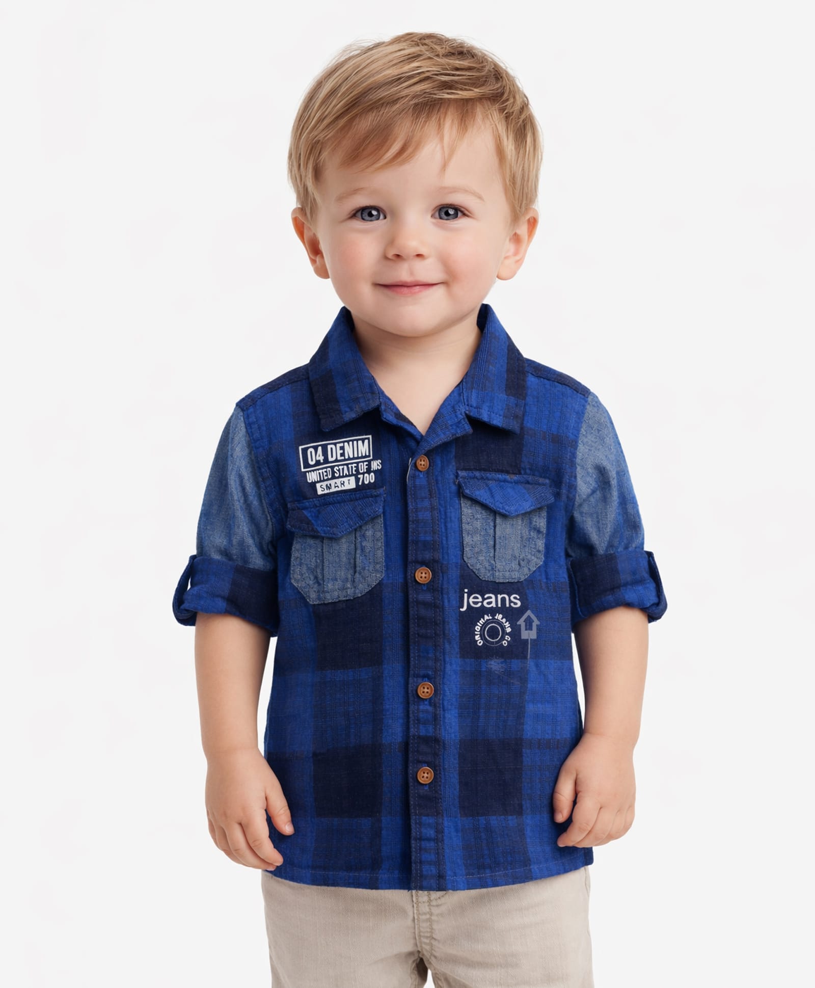 Spool Junior Cotton Woven Checked Shirt - Blue-picture-23