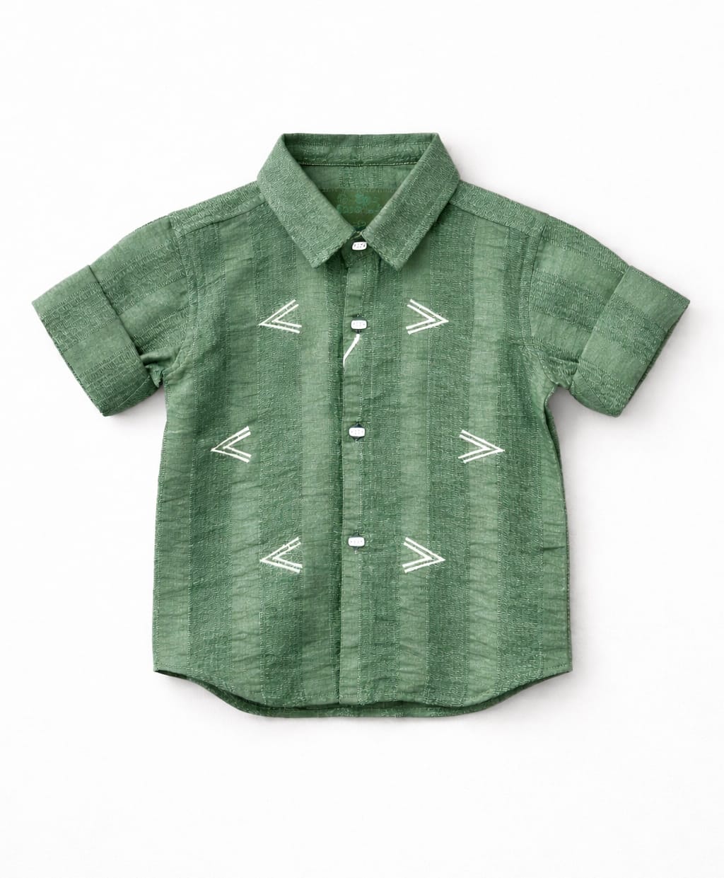 Spool Junior Cotton Woven Full Sleeve Arrow Embroidered Shirt - Green-picture-26