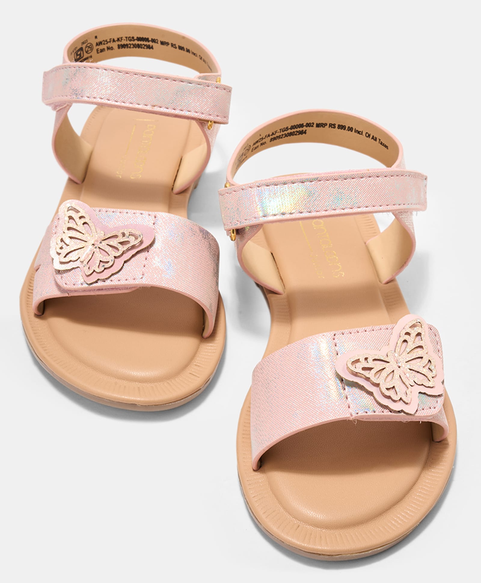 Pantaloons Junior Glitter Embellished Butterfly Applique Detailed Velcro Closure Sandals - Pink-picture-30